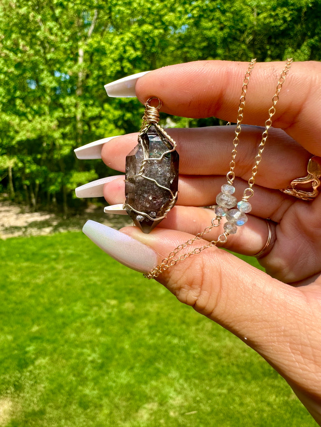 raw smoky quartz necklace