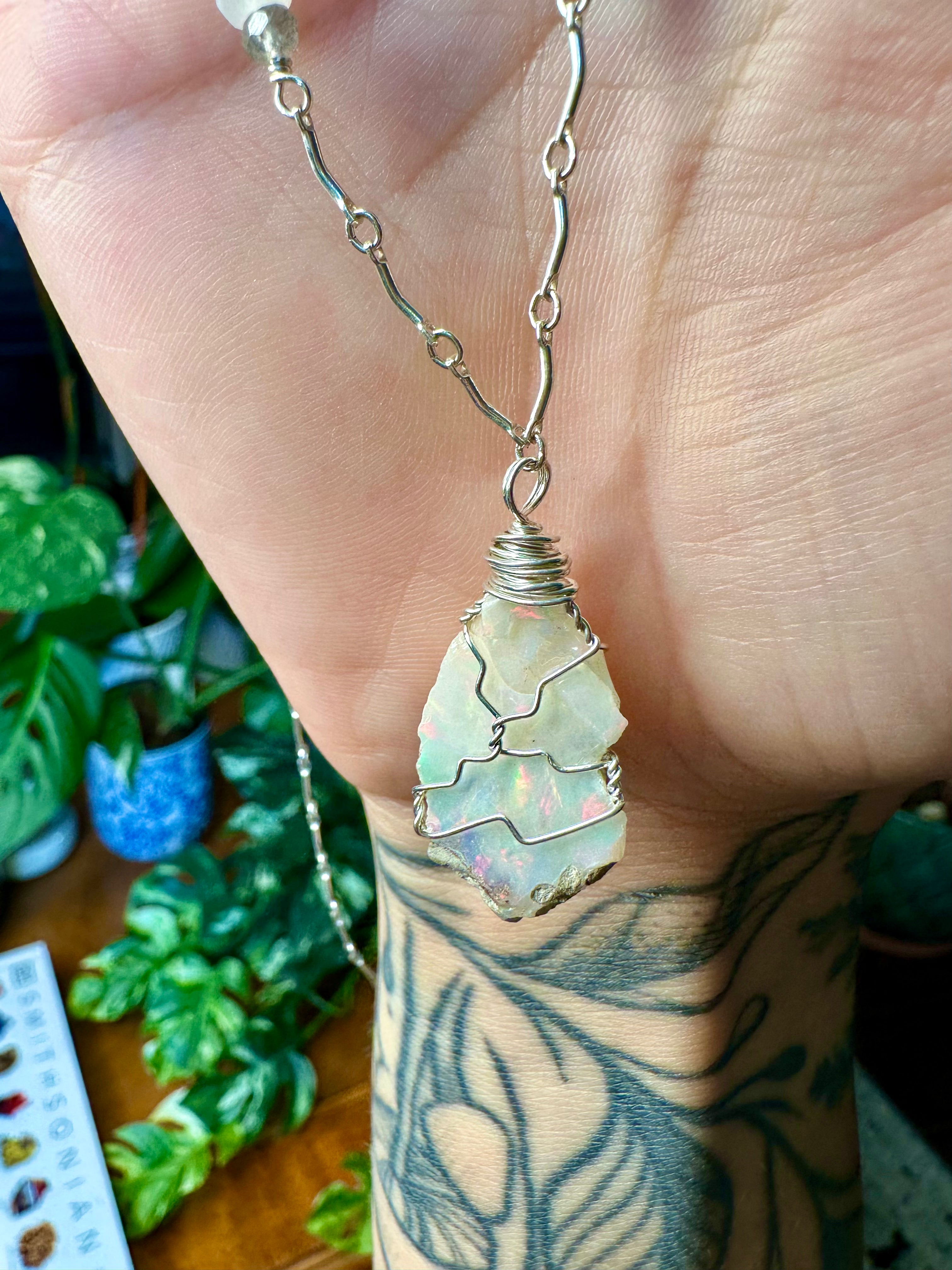 ♡*one of one*♡ raw opal necklace sterling silver