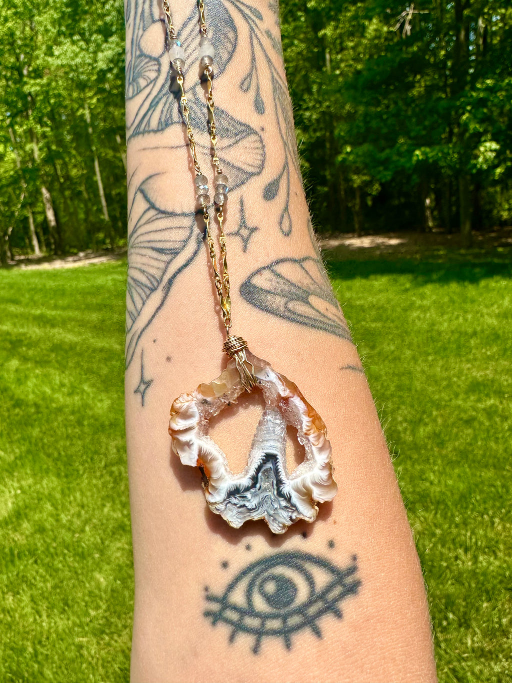 intuitive portal agate geode necklace