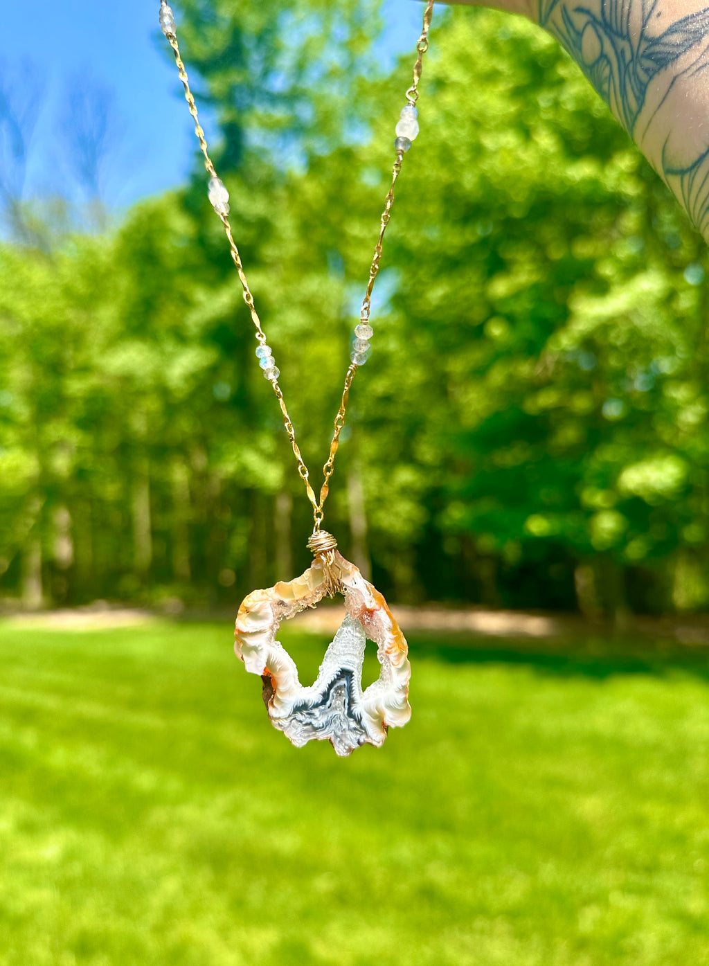 intuitive portal agate geode necklace