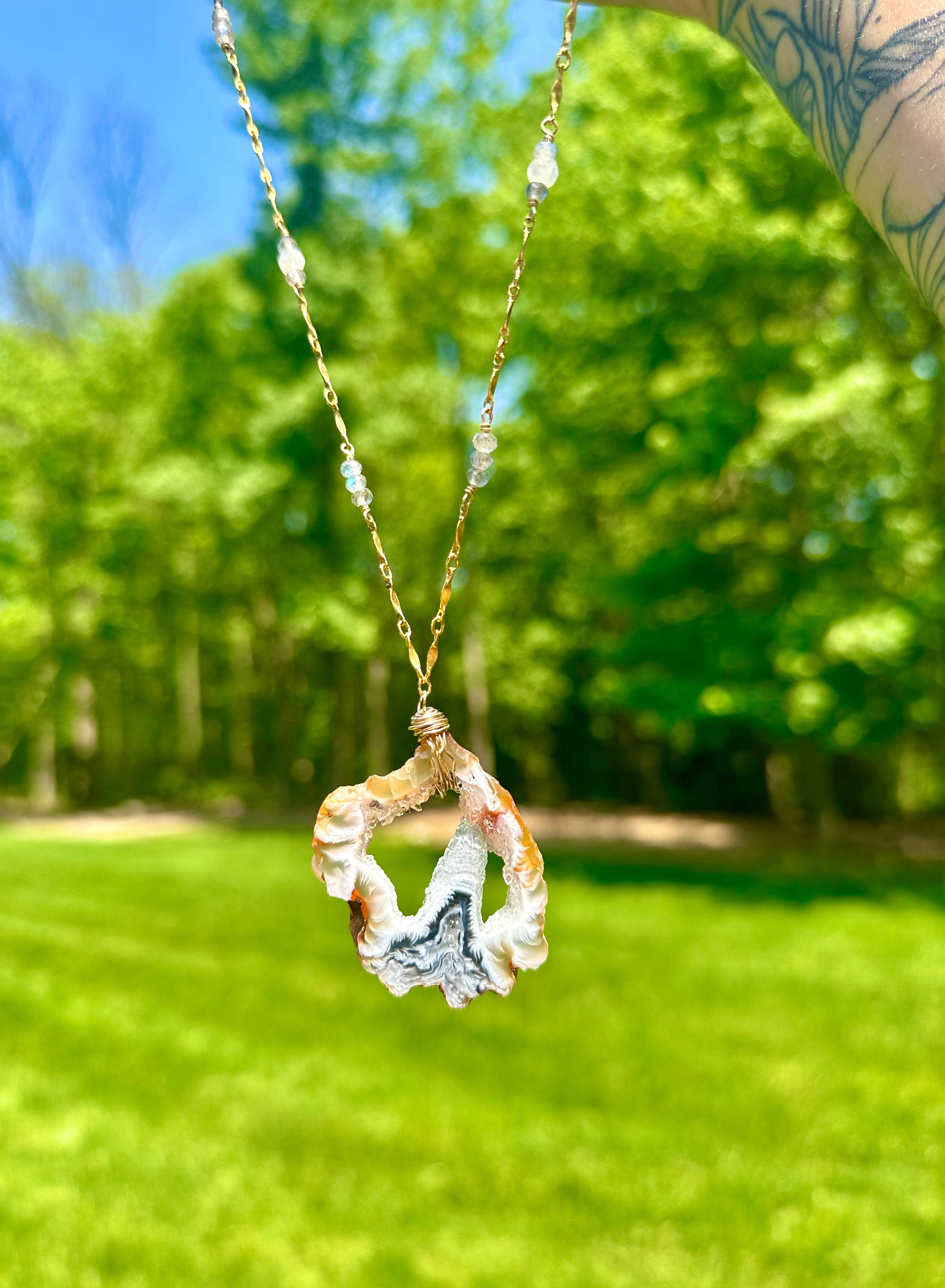 intuitive portal agate geode necklace