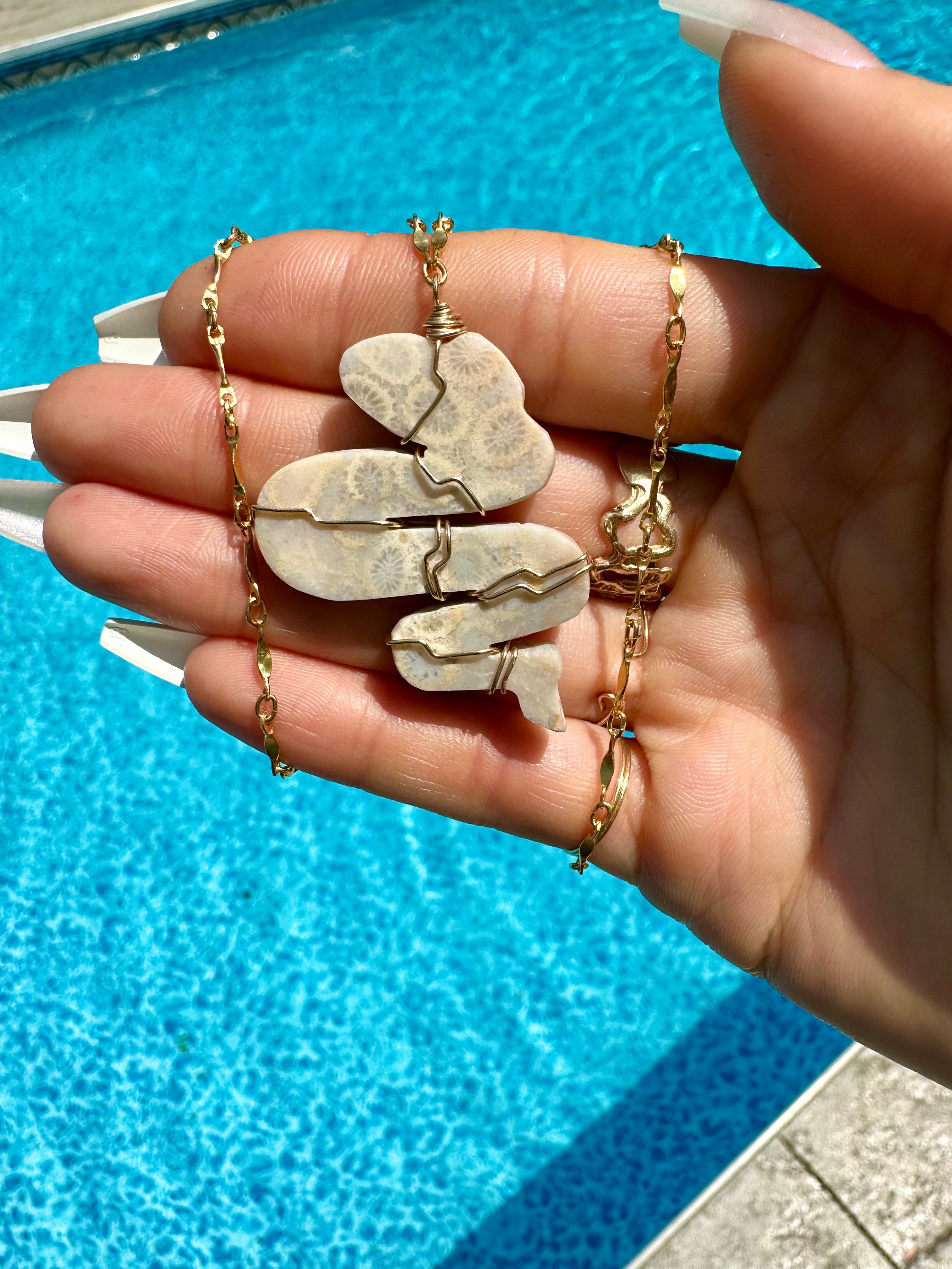 fossilized coral snake necklace