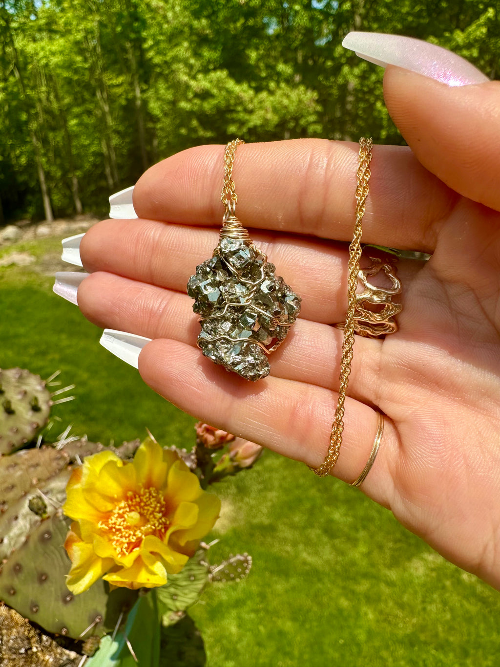 little raw pyrite nug necklace