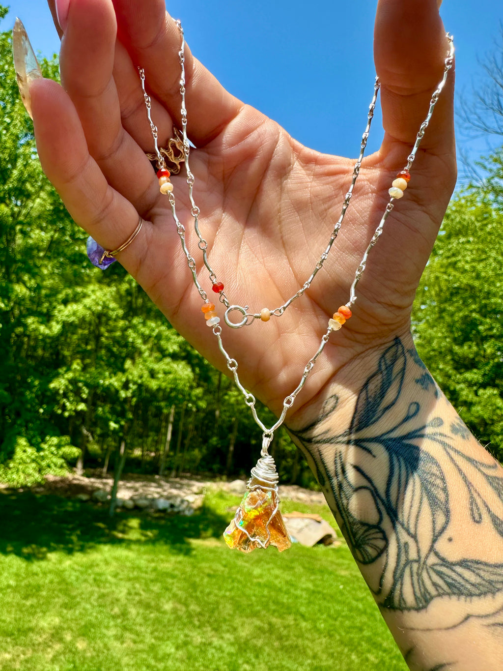 ♡*one of one*♡ raw opal silver necklace 💛