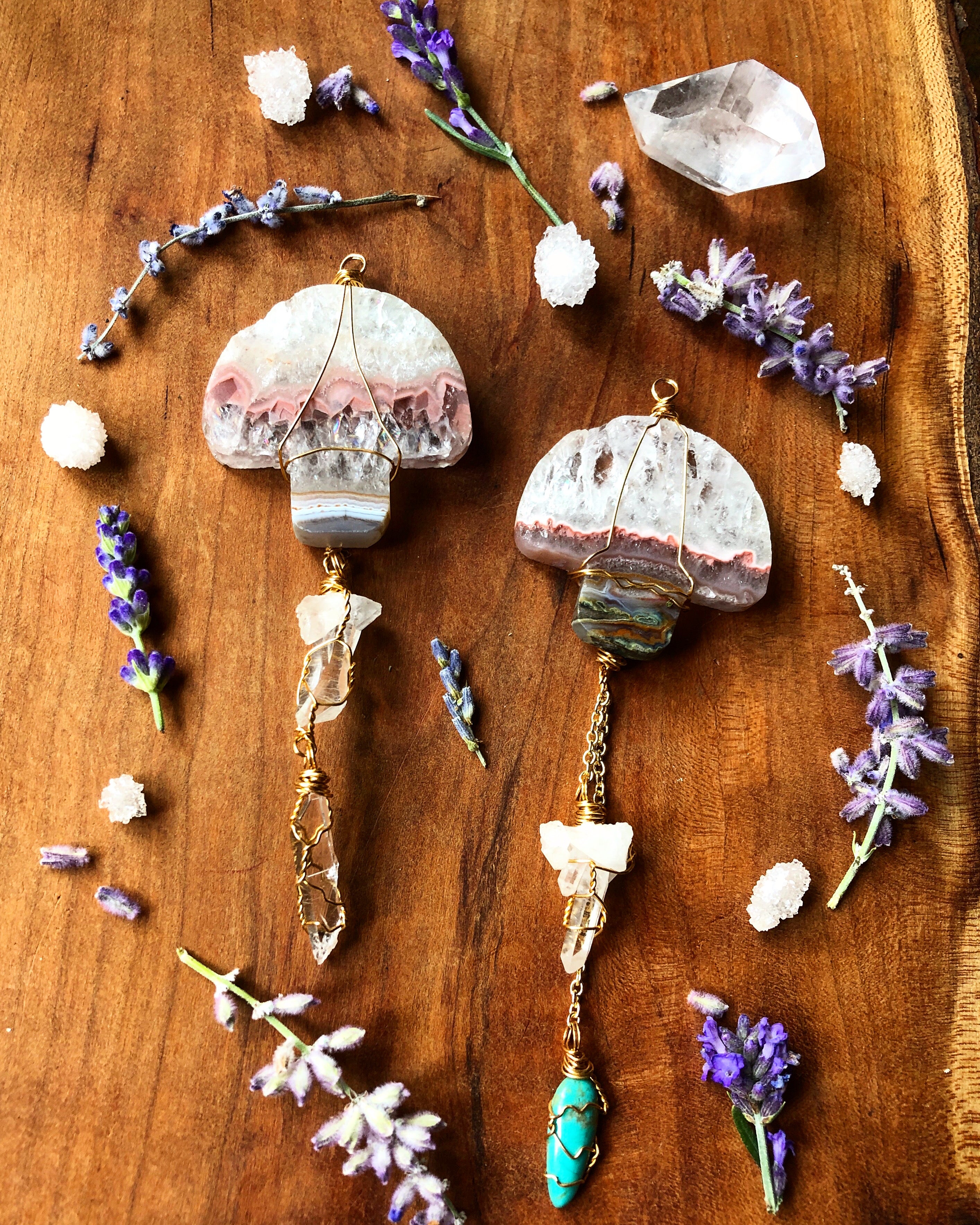 agate mushroom crystal dangle