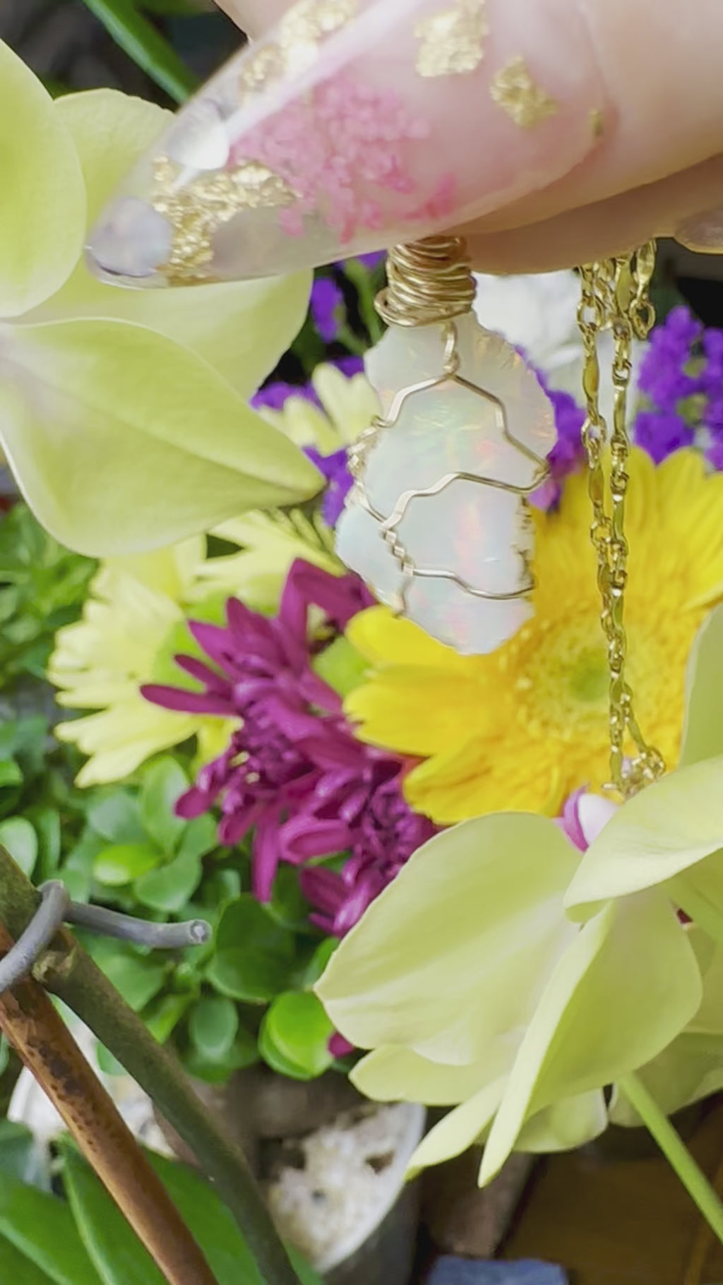 raw opal necklace 14k gold 🌸