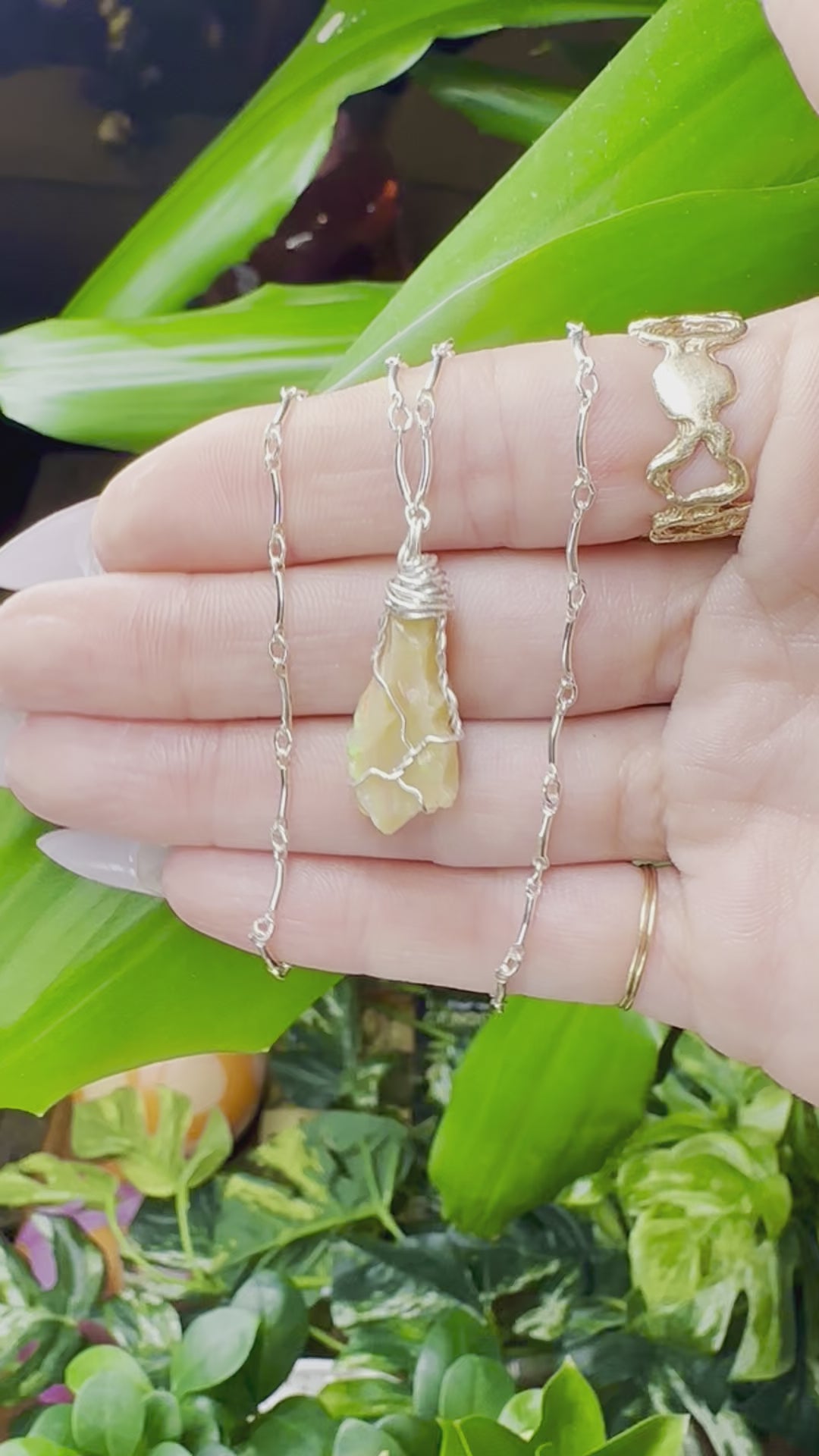 raw opal necklace sterling silver 🌼