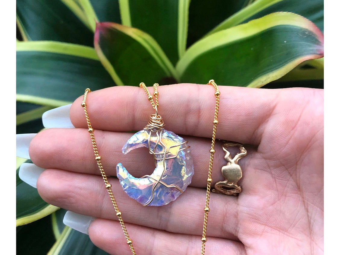 Alaïa Angel Aura Quartz Moon Beaded Necklace