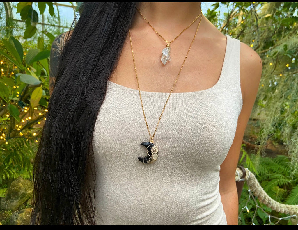 Liana Petrified Palm Moon Necklace