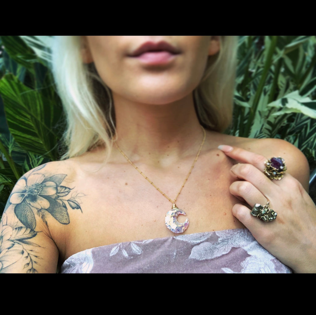 Alaïa Angel Aura Quartz Moon Beaded Necklace