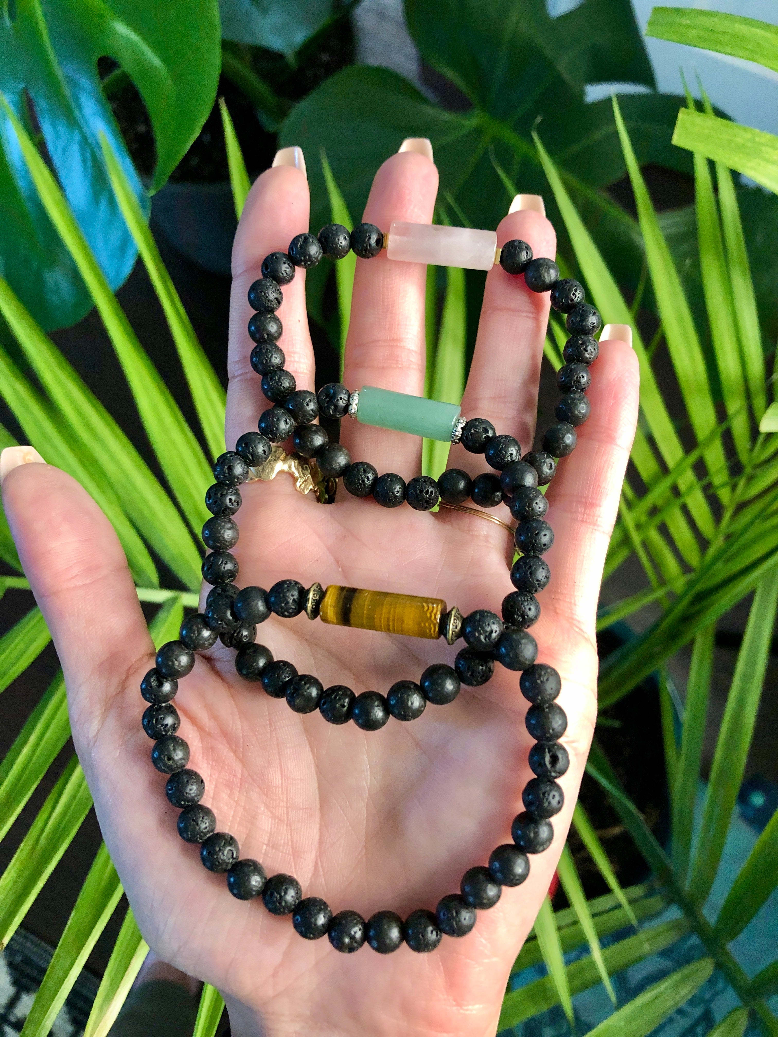 crystal bar lava bracelet