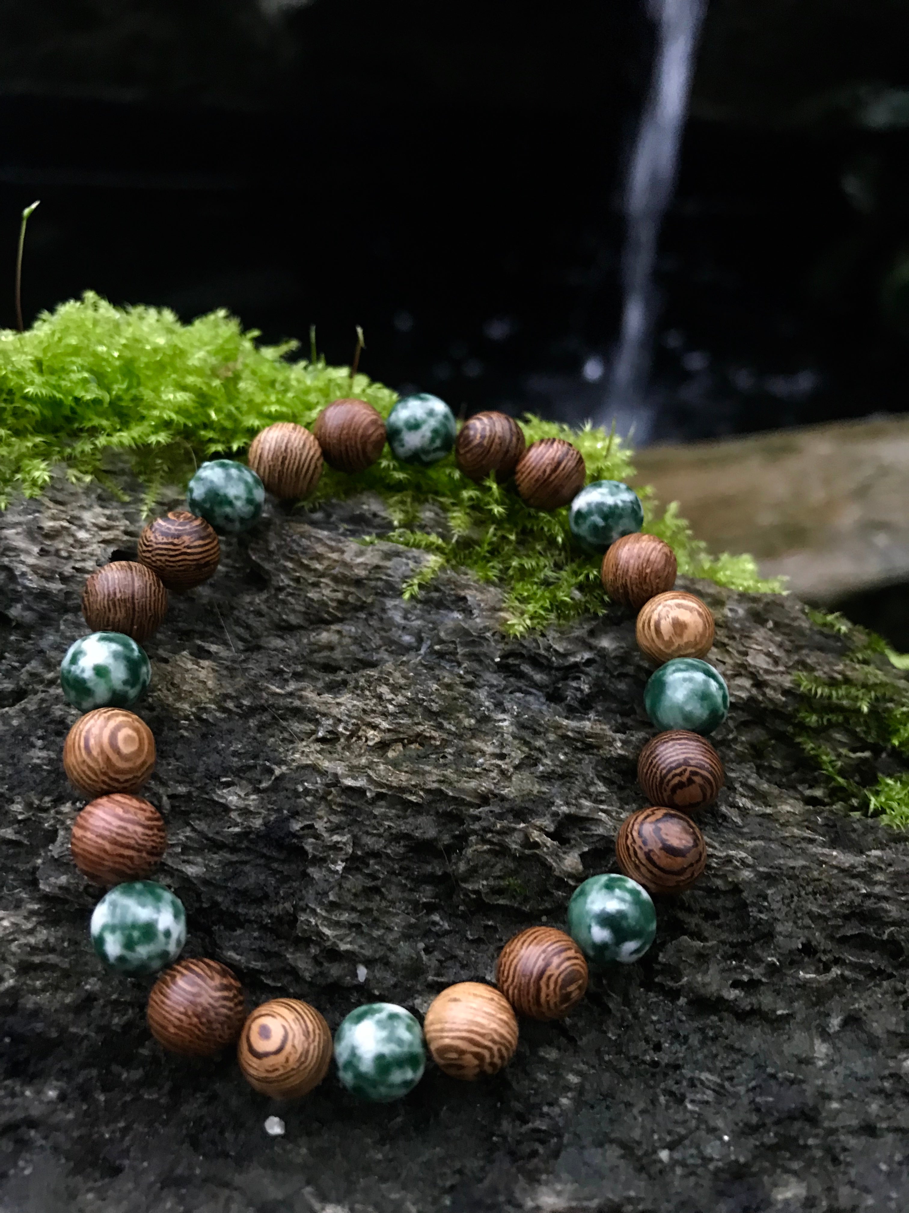 tree moss agate natural wood bracelet