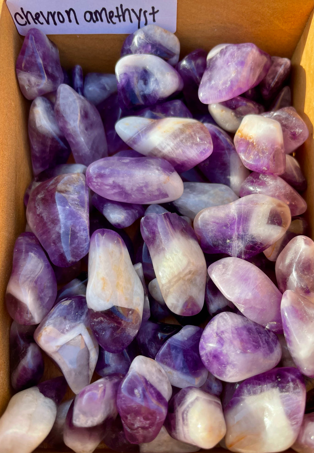 three little chevron amethyst crystals