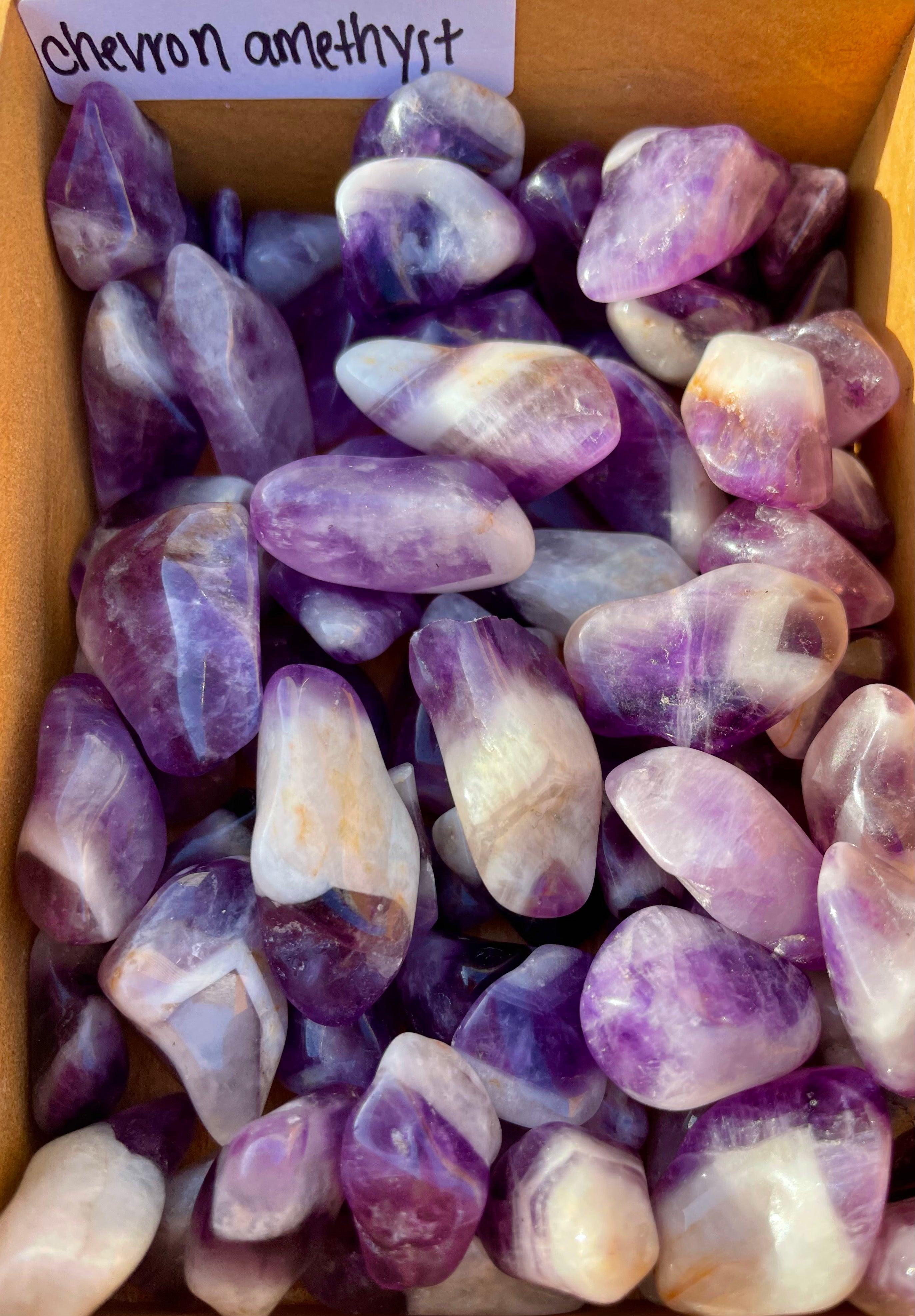 three little chevron amethyst crystals