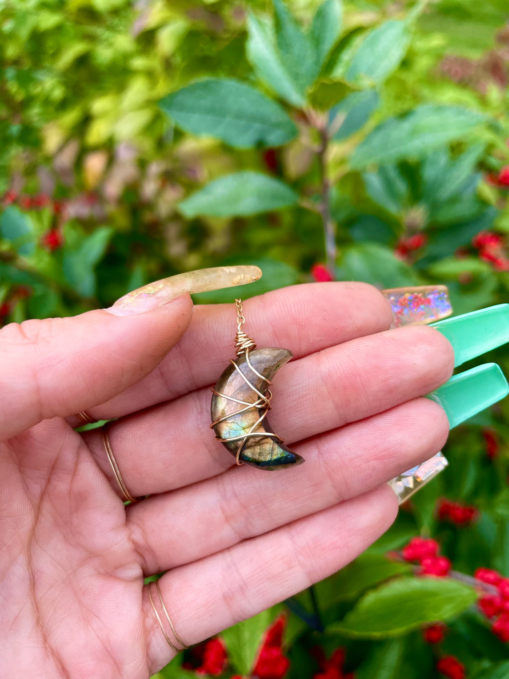 snake druzy labradorite moon protection dangle