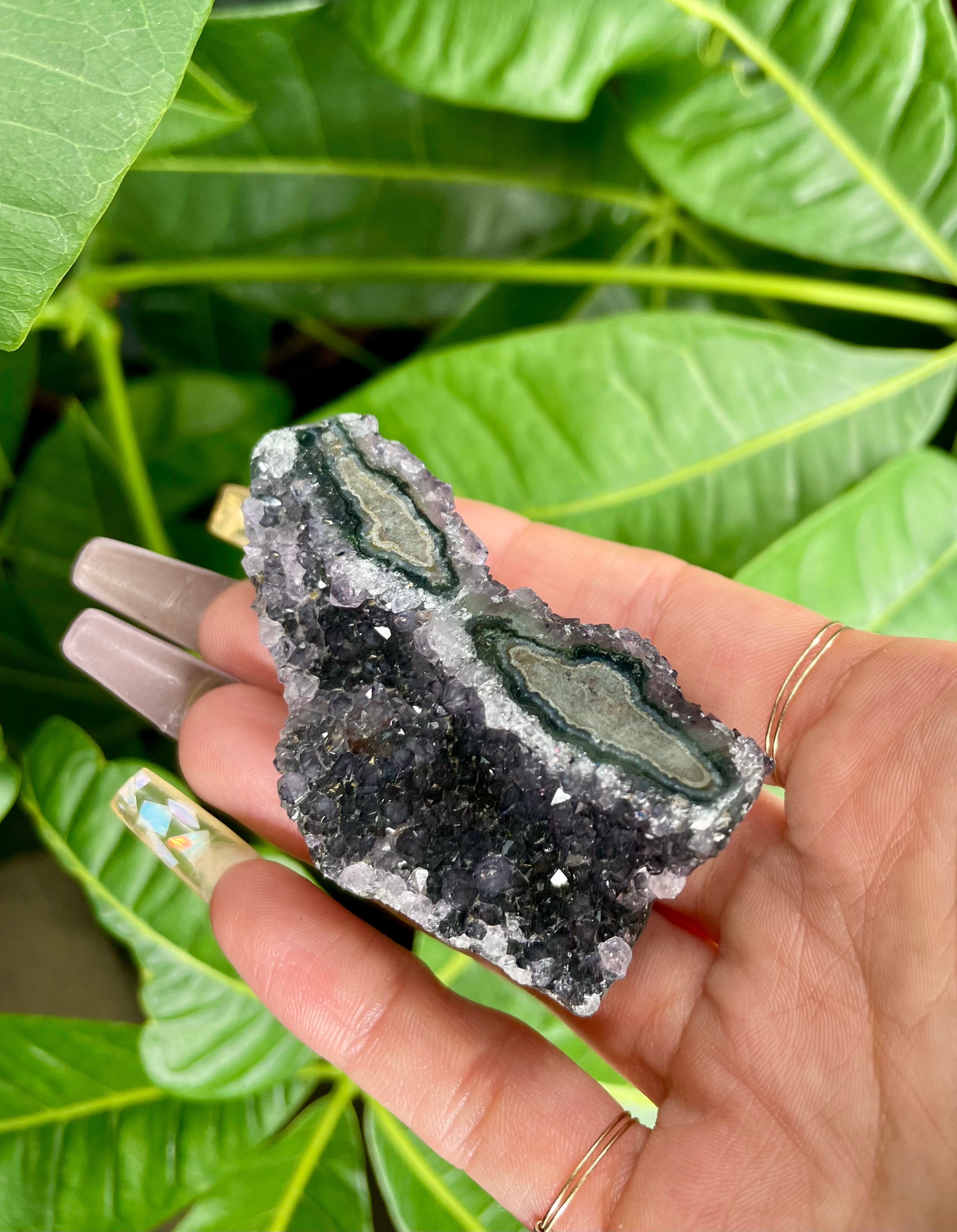 raw galaxy amethyst double stalactite