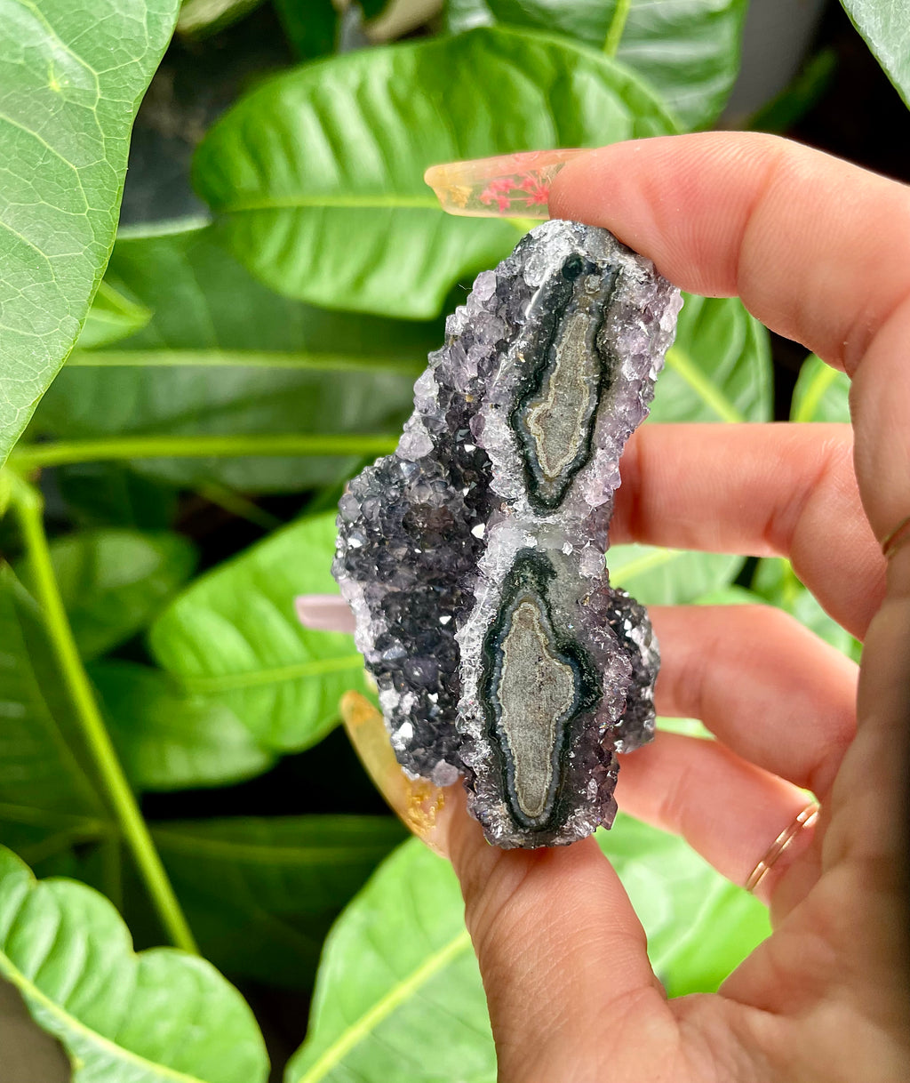 raw galaxy amethyst double stalactite