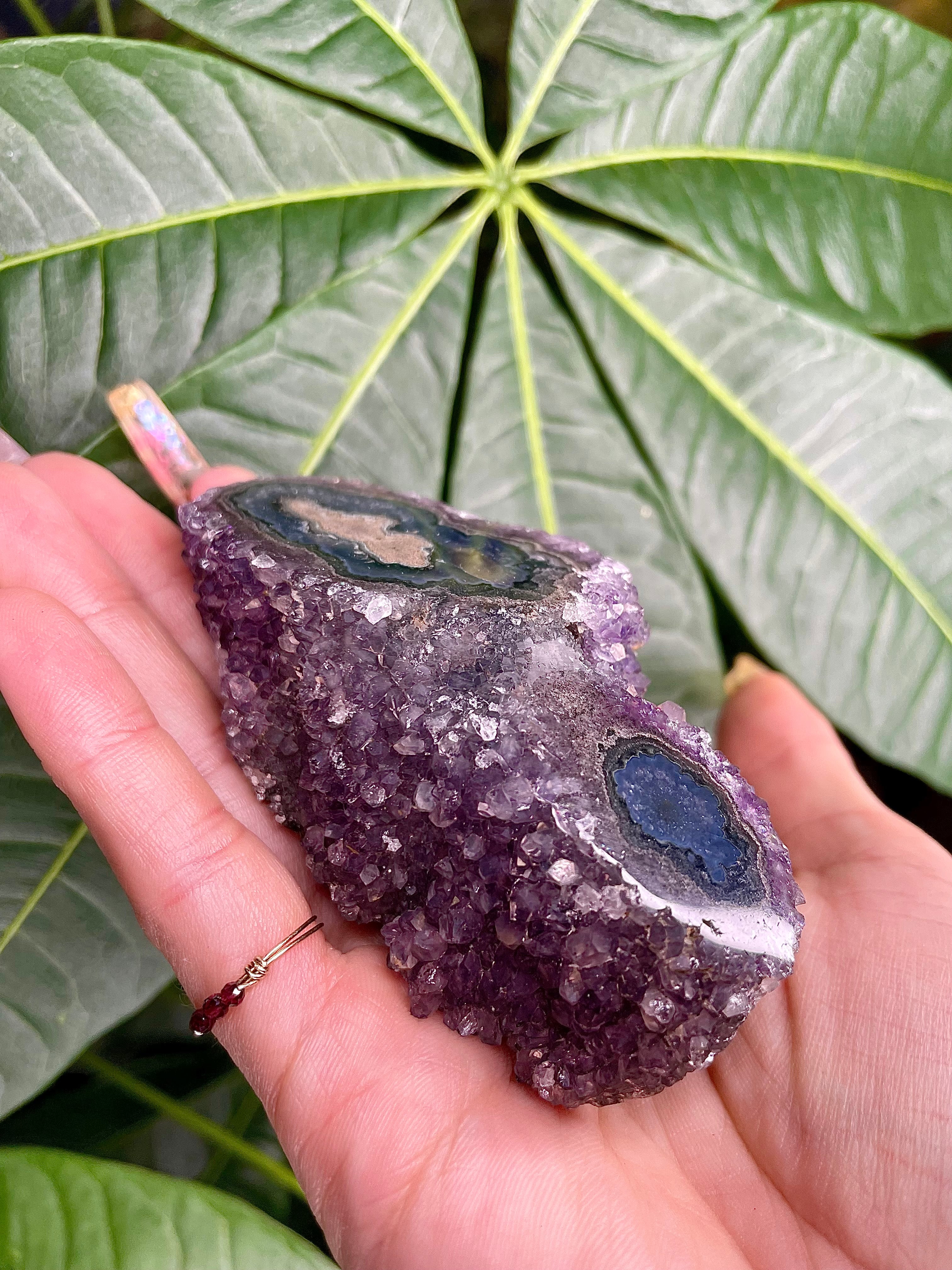 raw amethyst double stalactite