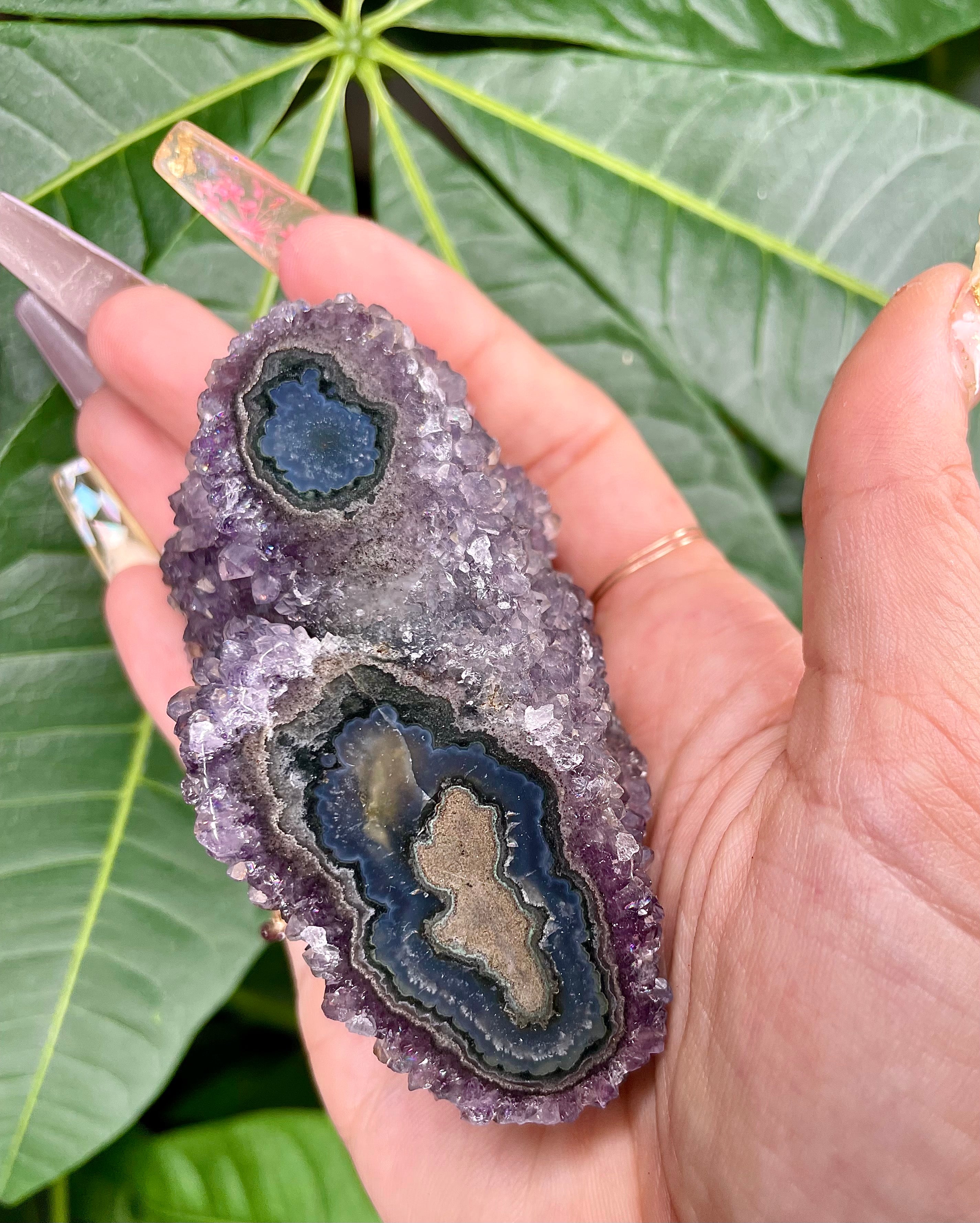 raw amethyst double stalactite
