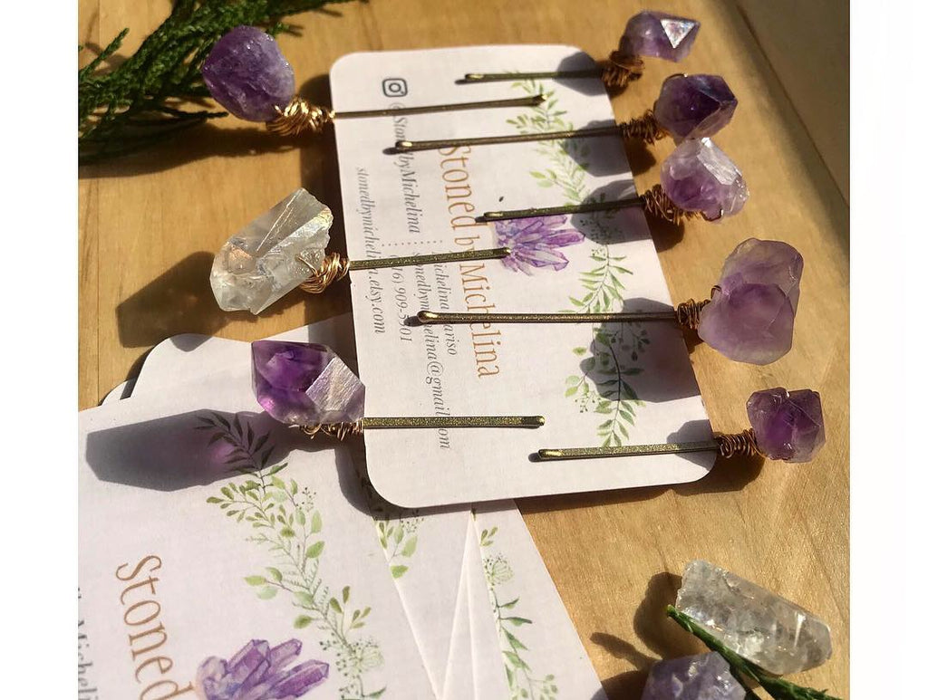 crystal hair pin gold