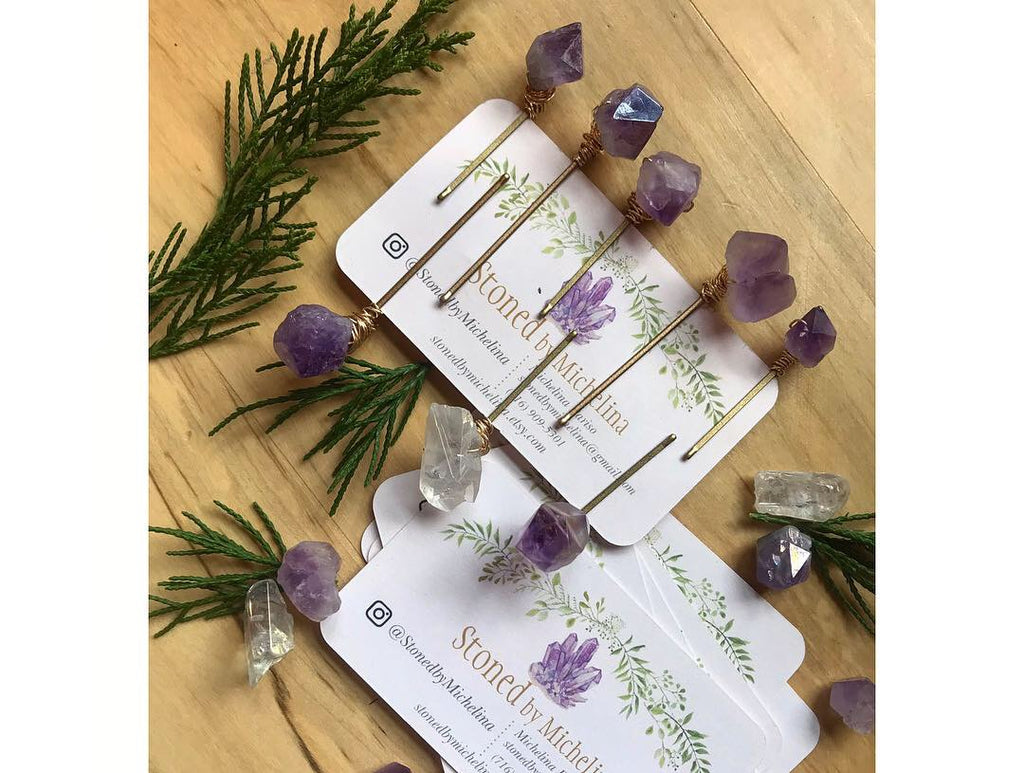 crystal hair pin gold