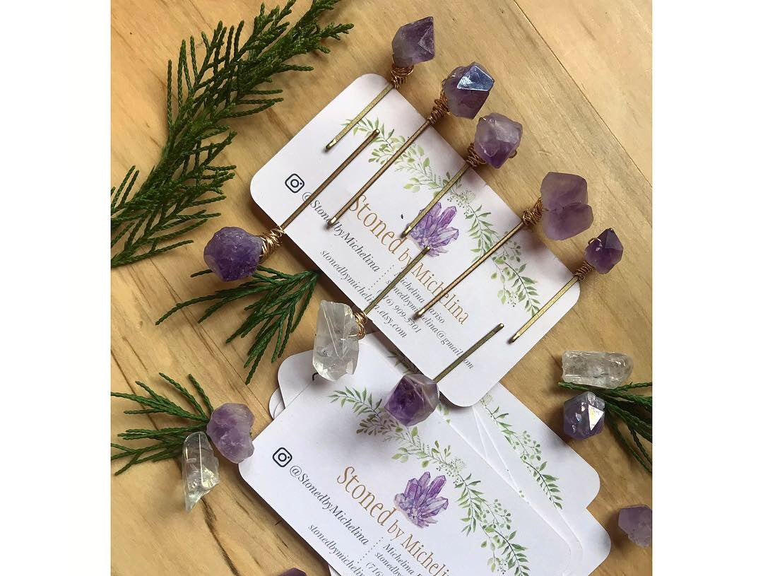 crystal hair pin gold