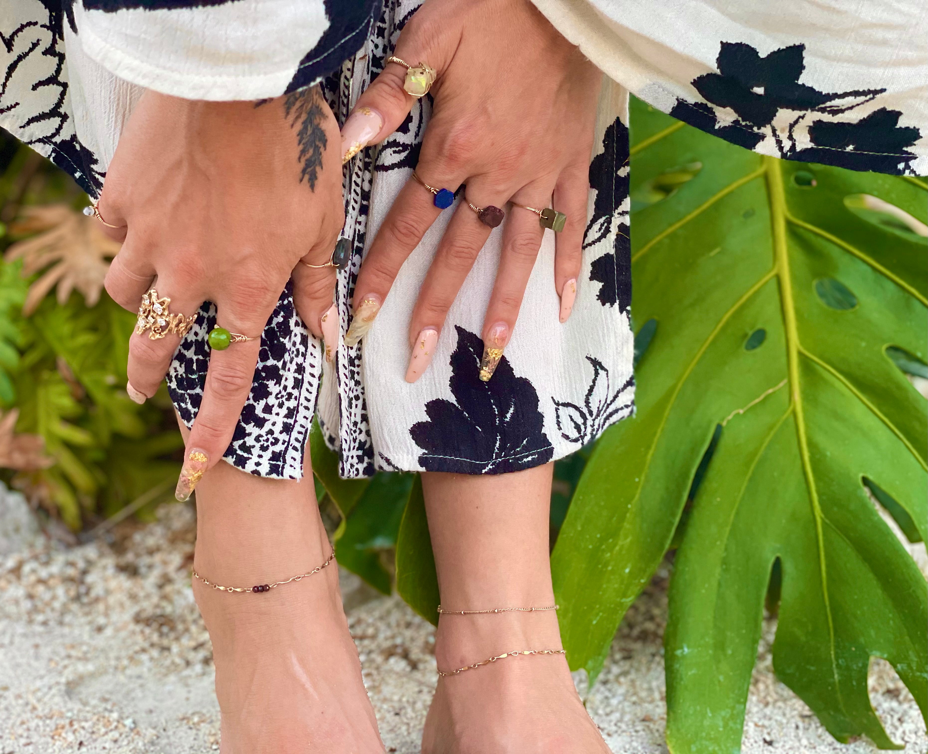 custom crystal textured anklet