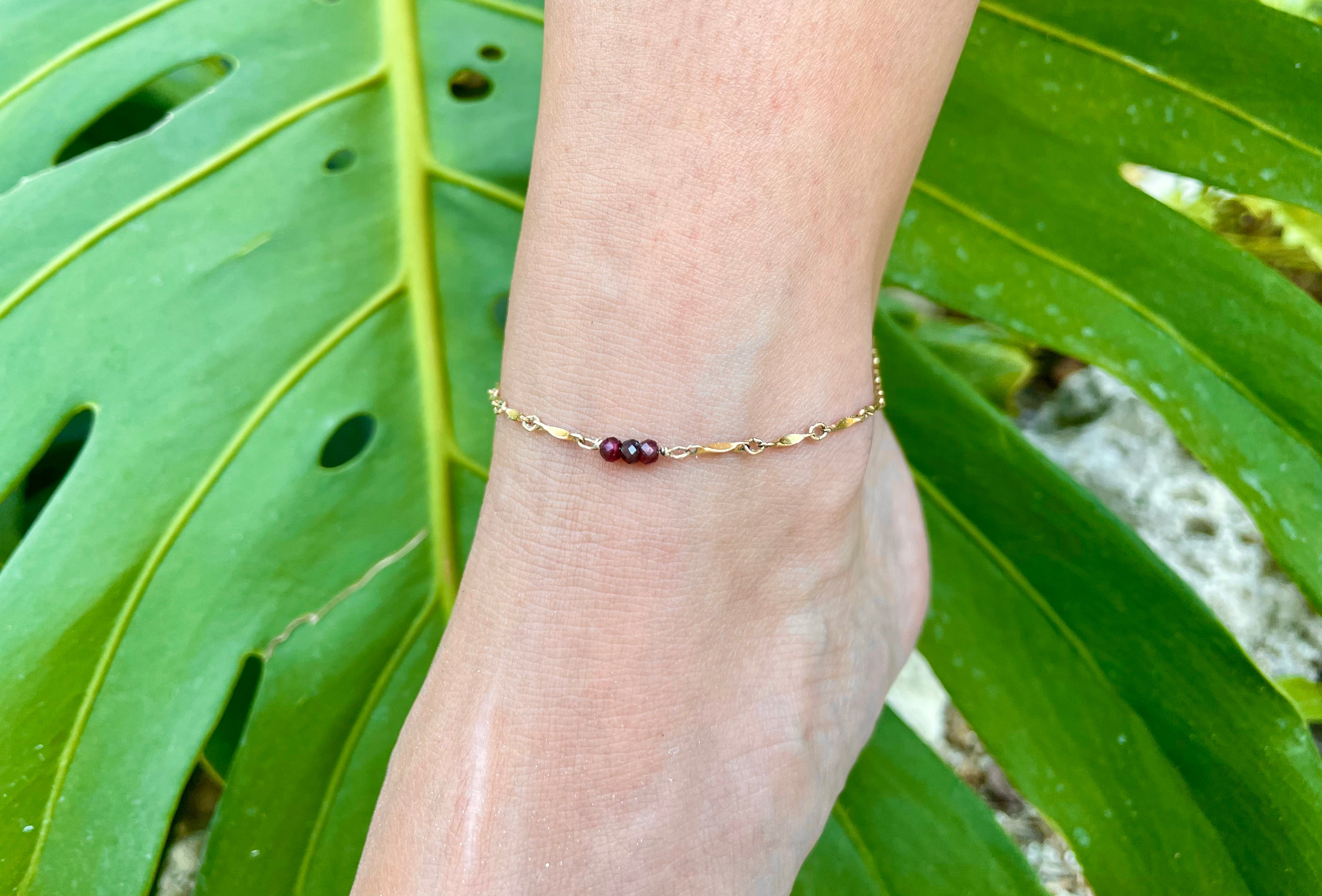 custom crystal textured anklet