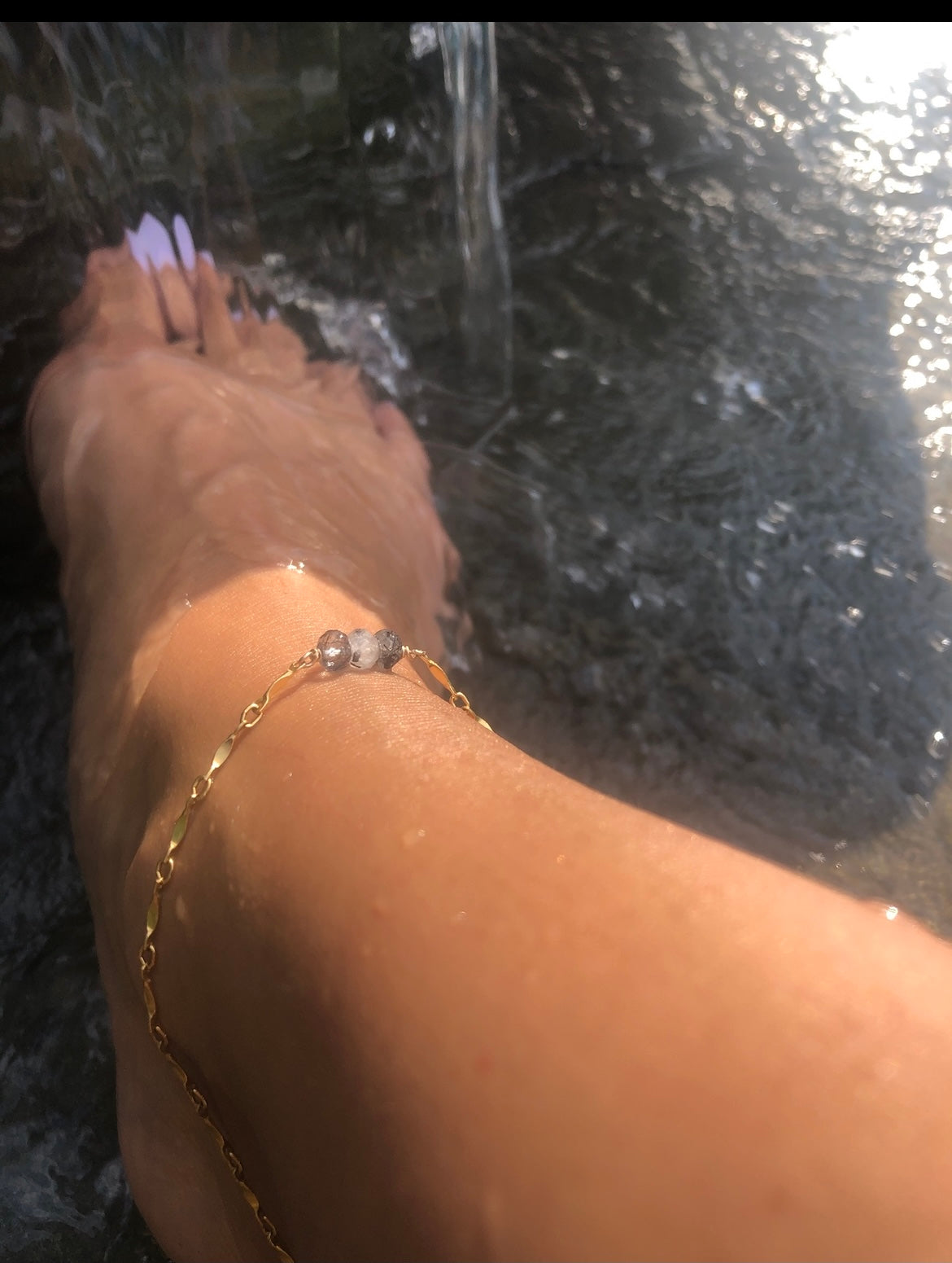 custom crystal textured anklet