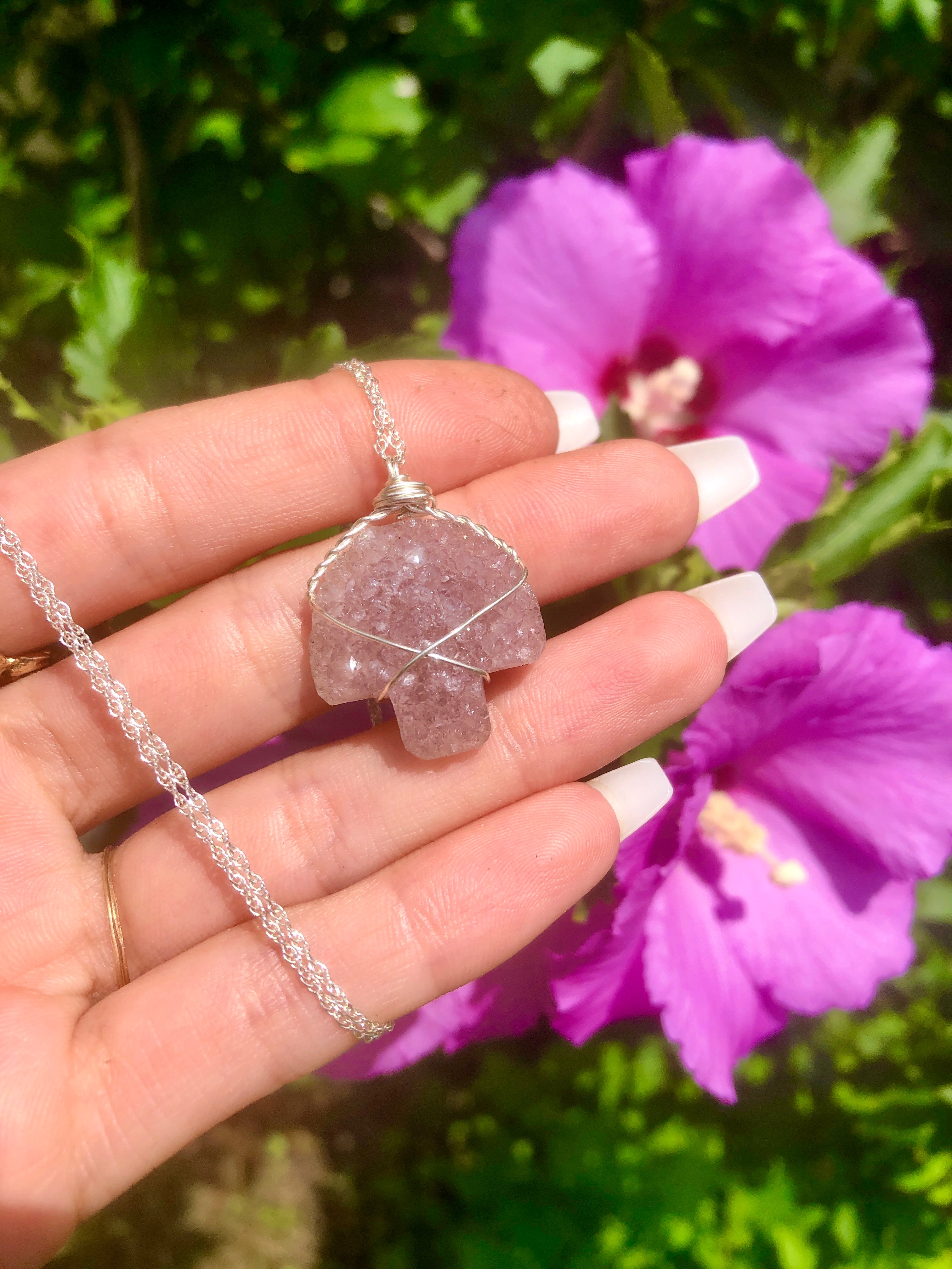 druzy mushroom necklace | sterling silver