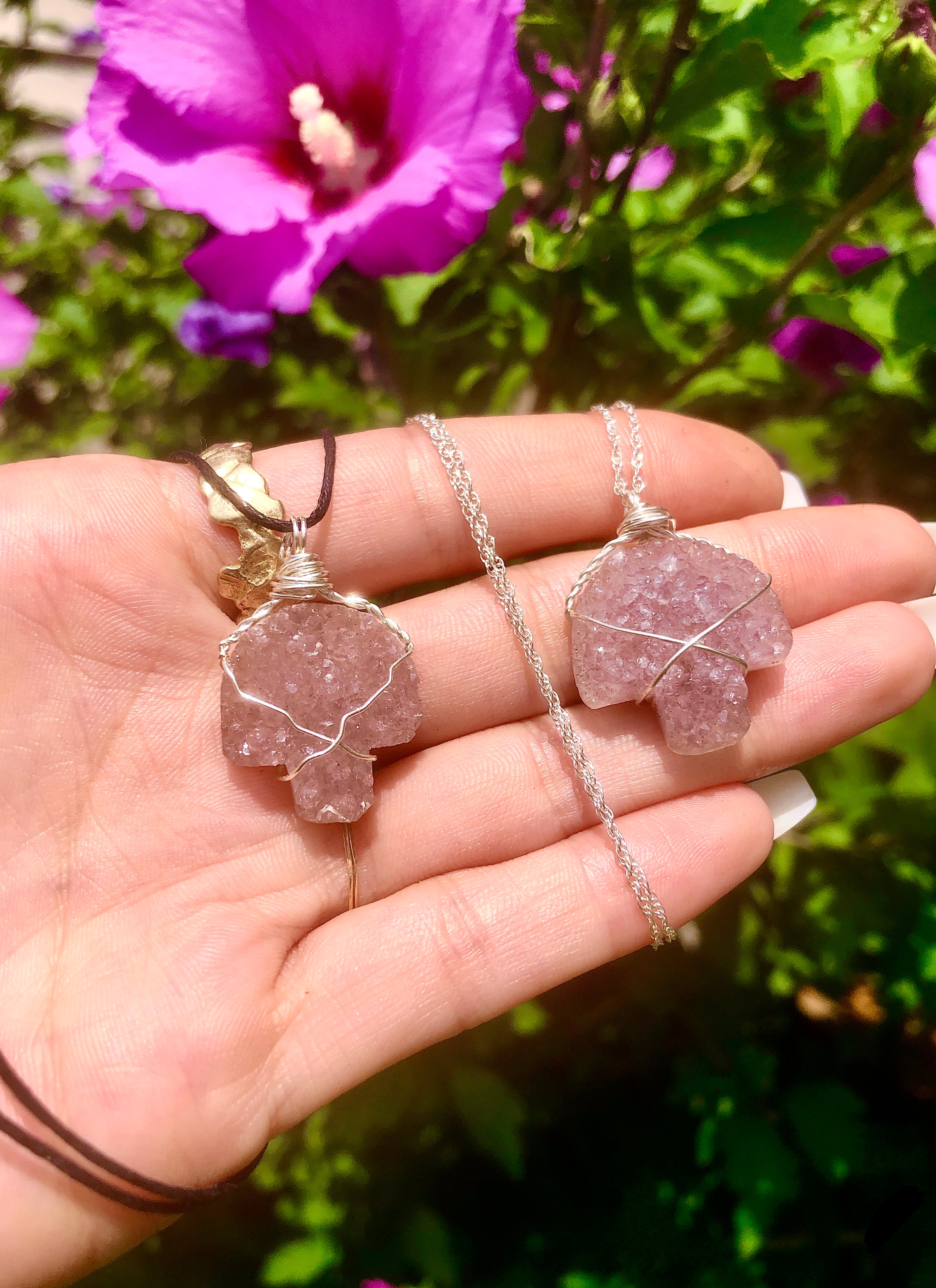 druzy mushroom necklace | sterling silver