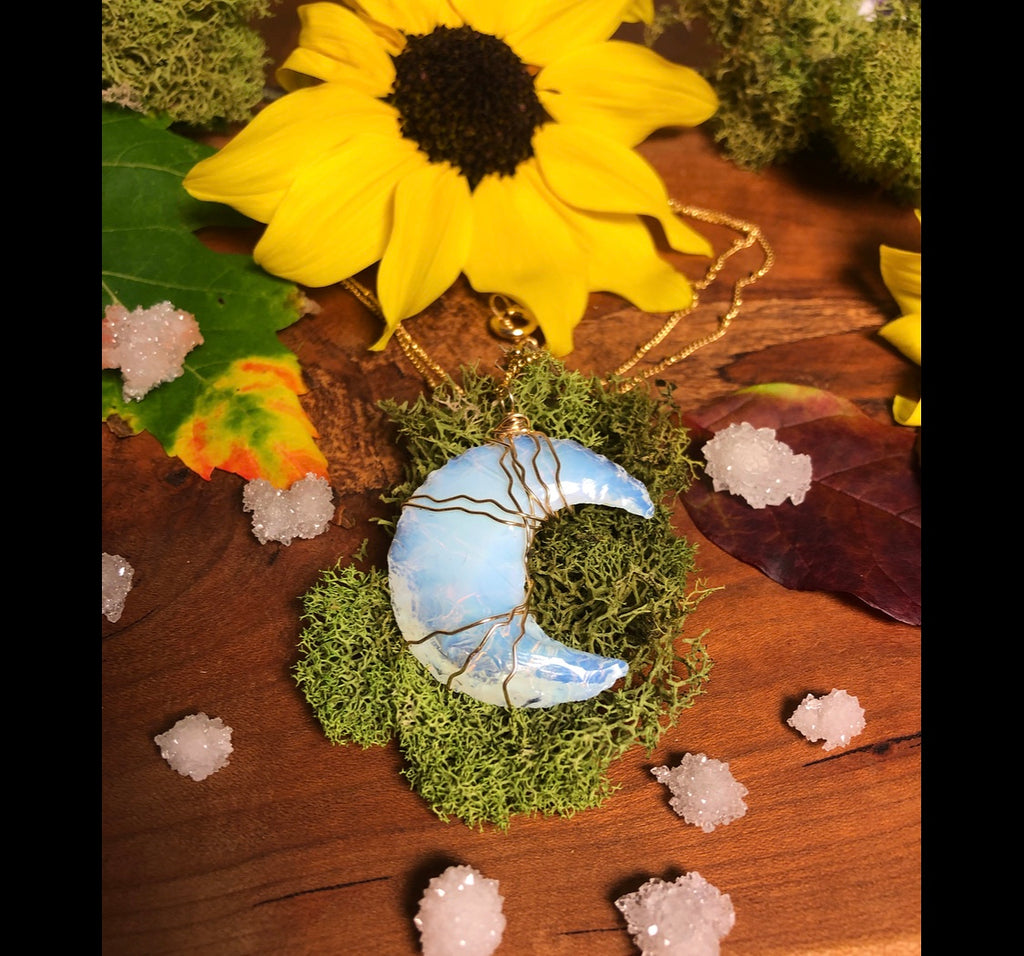 grand opalite moon necklace
