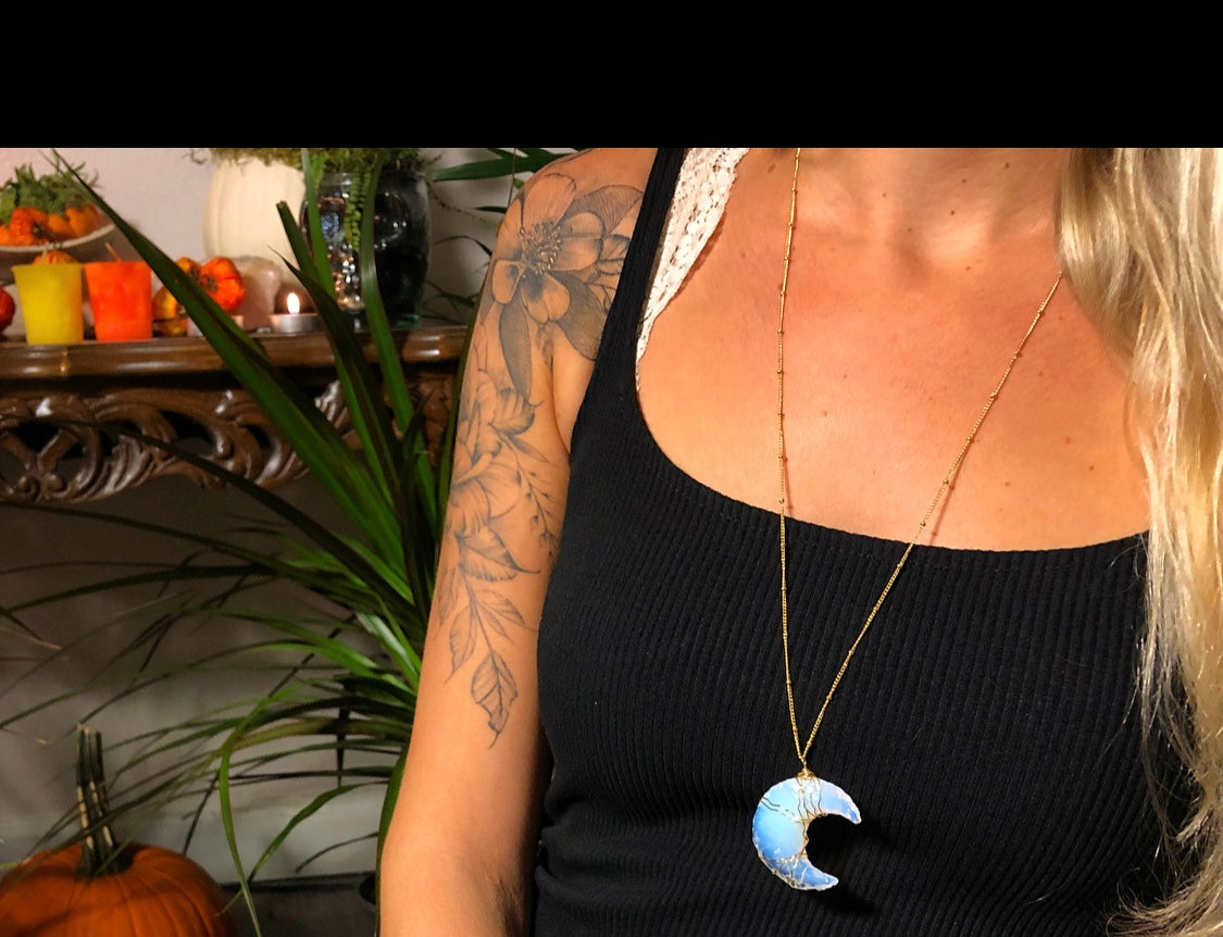 grand opalite moon necklace