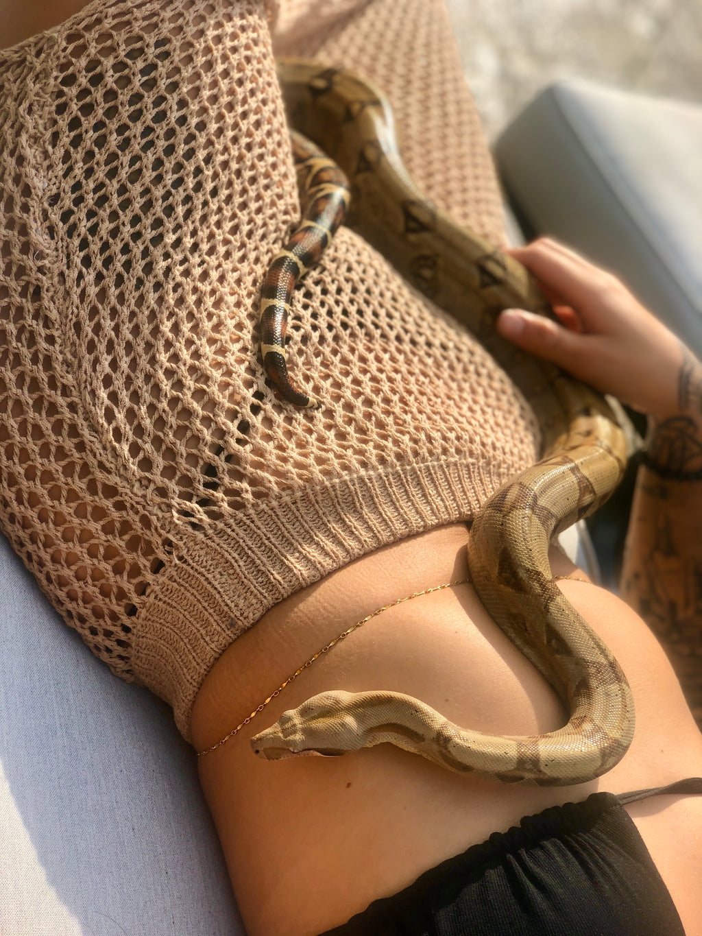 custom textured gold body chain