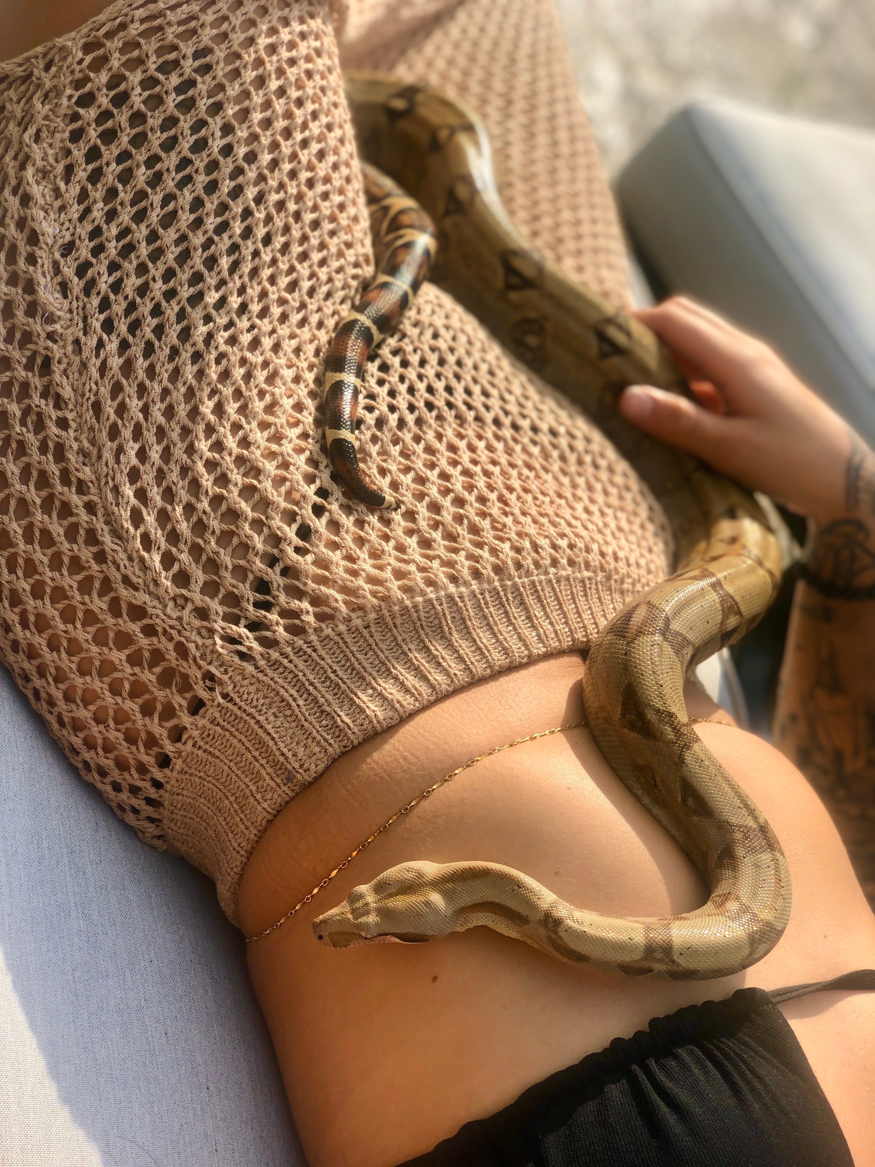 custom textured gold body chain