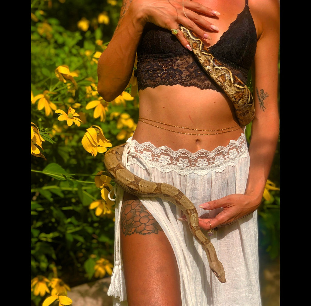 custom textured gold body chain