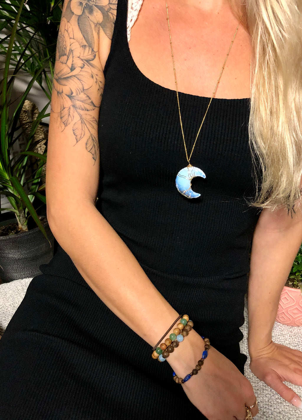 grand opalite moon necklace