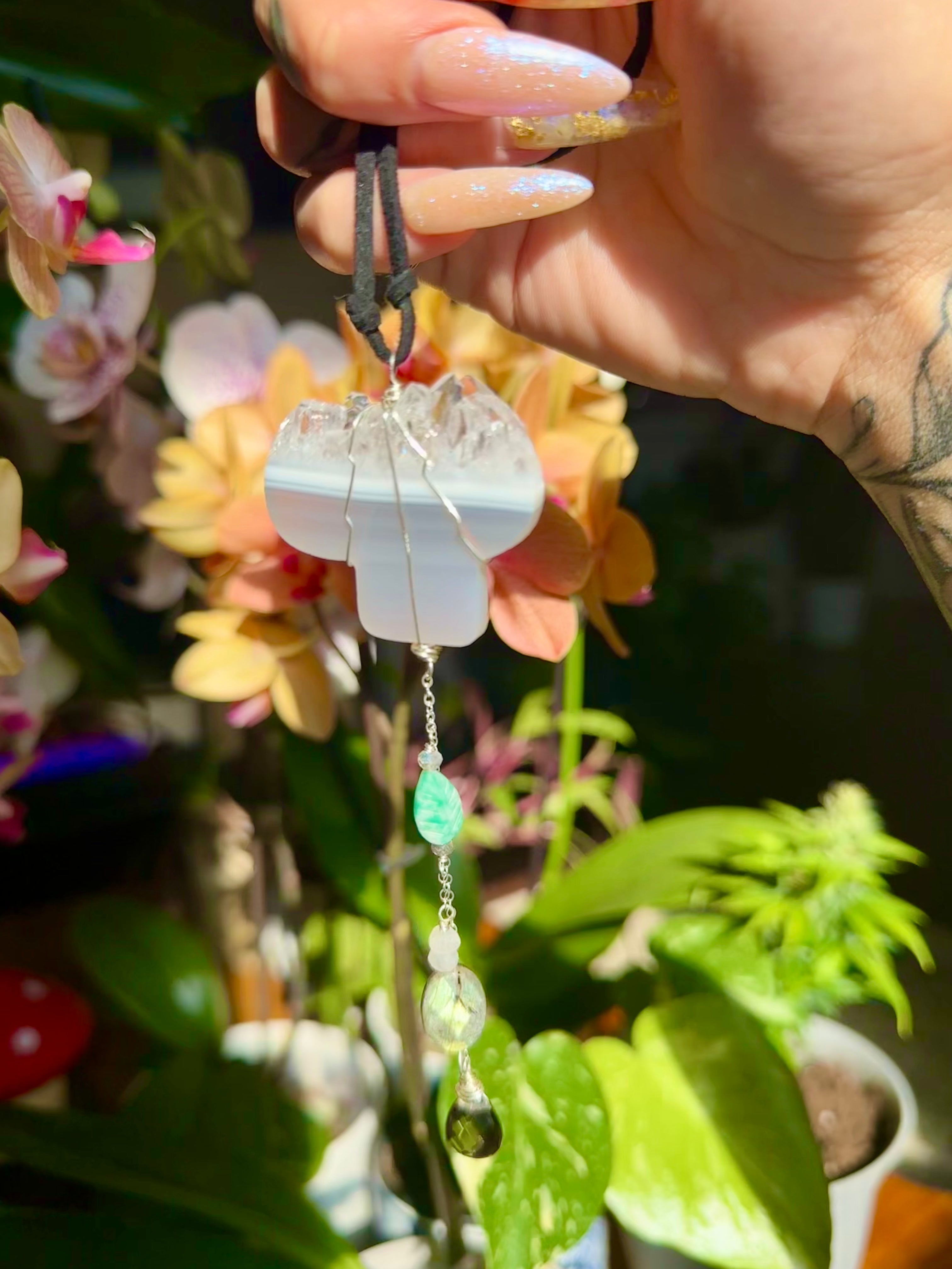 raw quartz mushroom dangle
