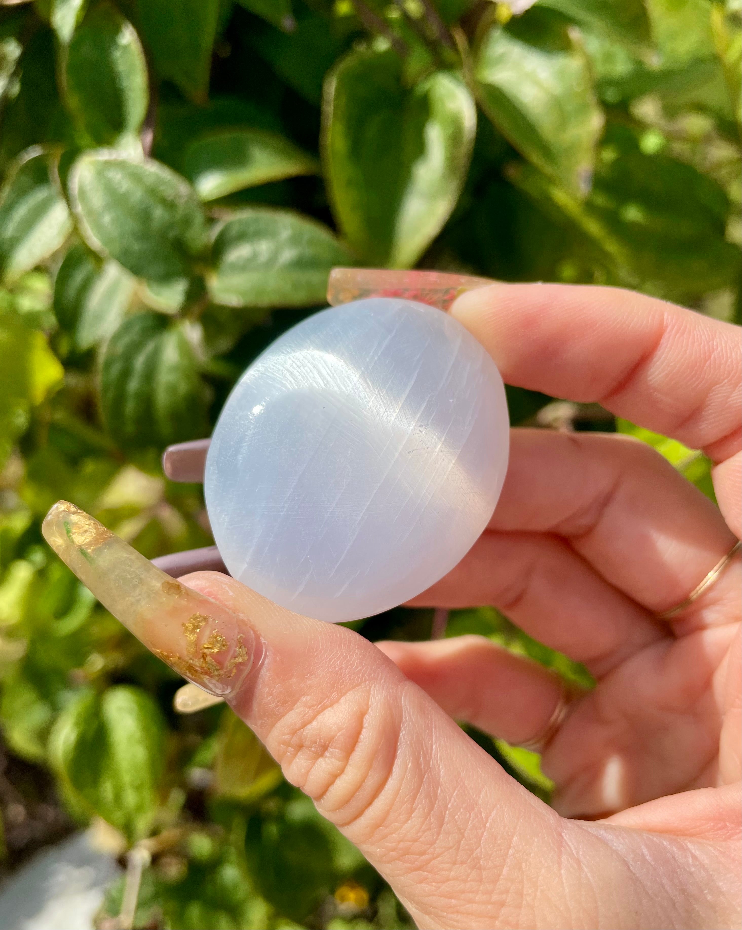 mini selenite palm stone