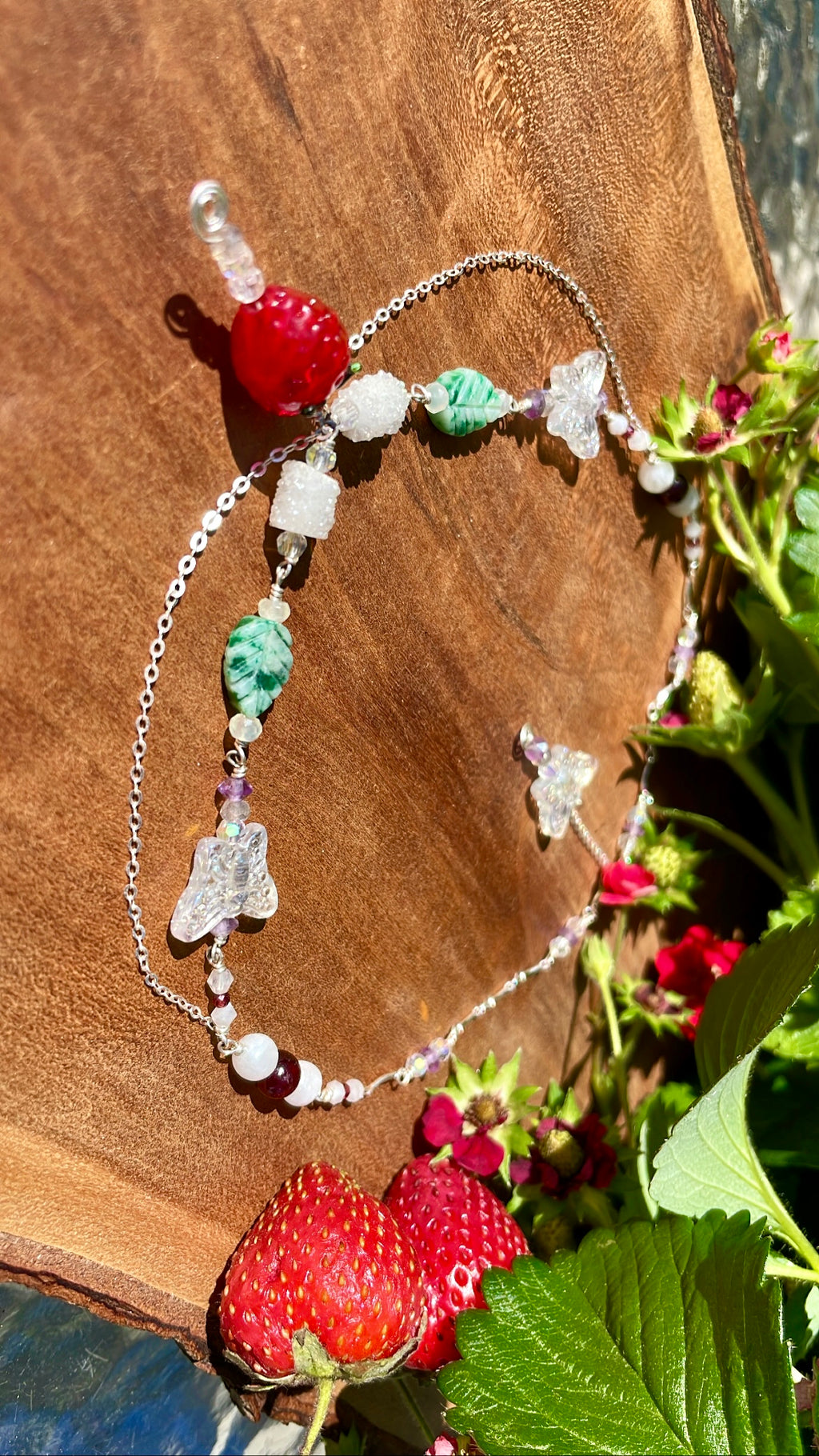 sterling strawberry fairy necklace