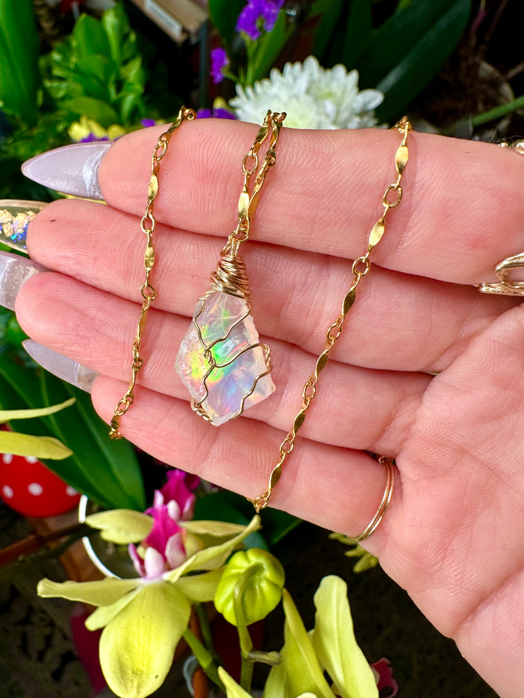 raw opal necklace 14k gold ❣️