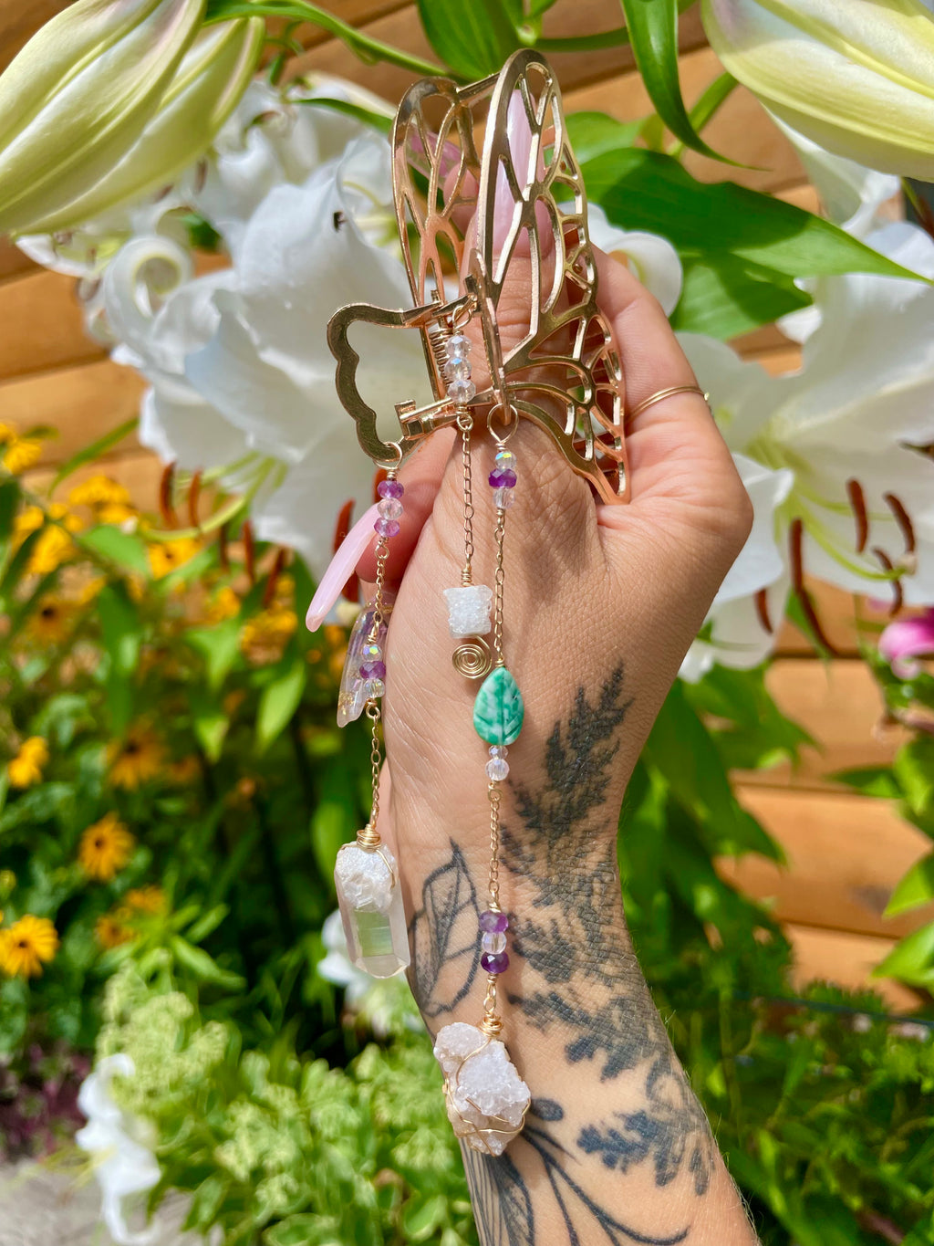 fairie butterfly crystal clip