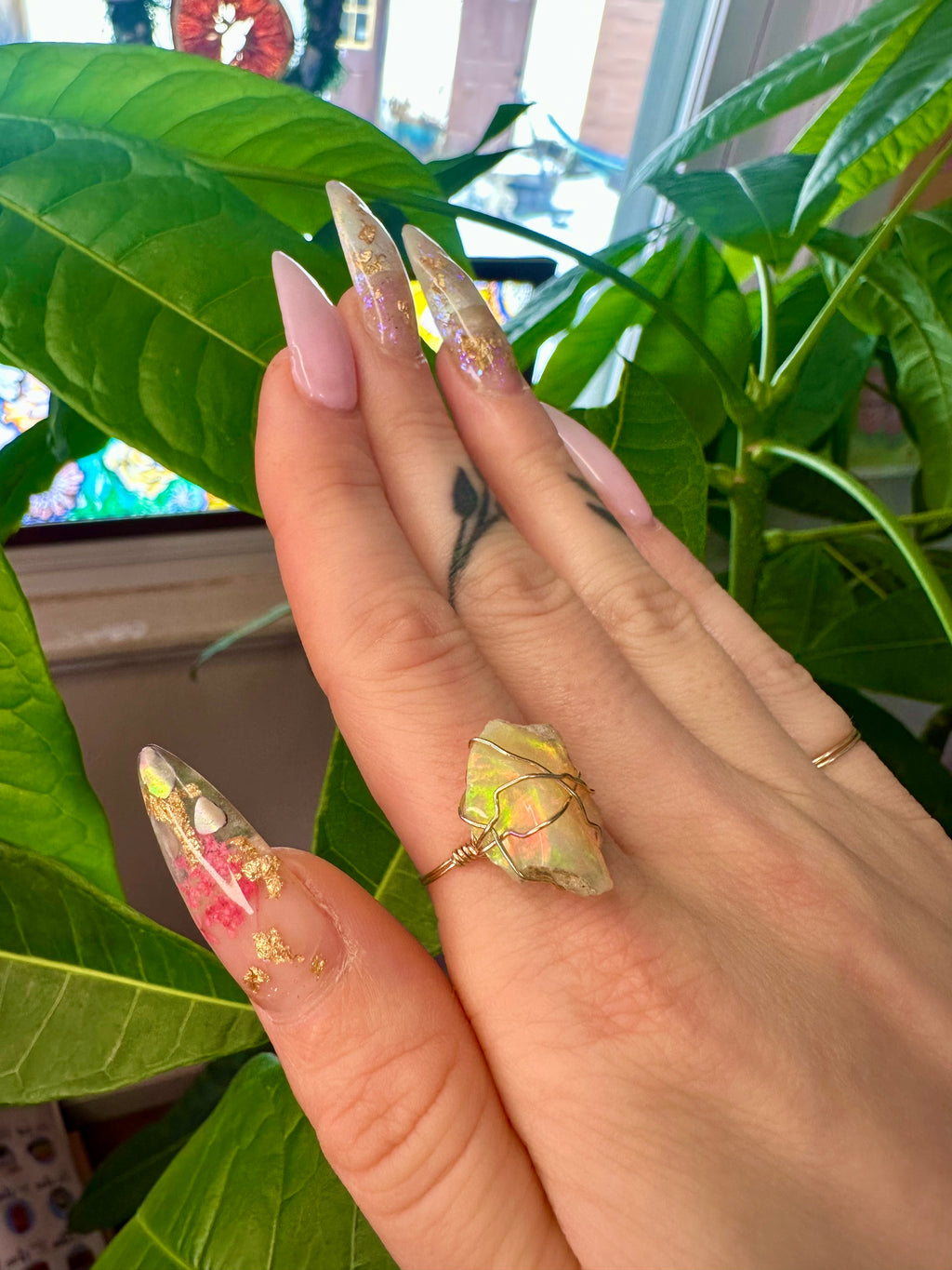 raw opal ring 14k gold- size 7 ♡