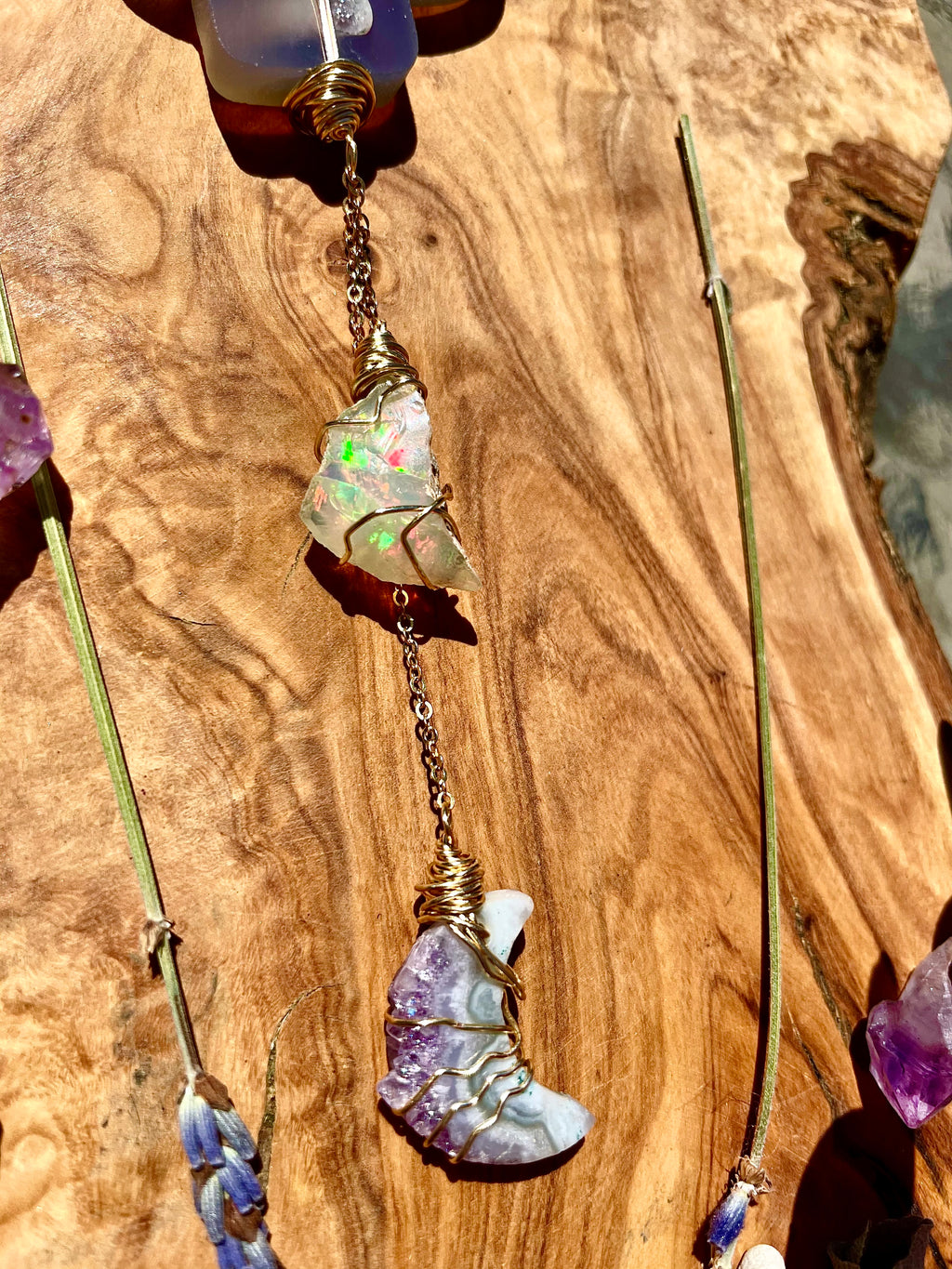 mushroom raw opal protection dangle