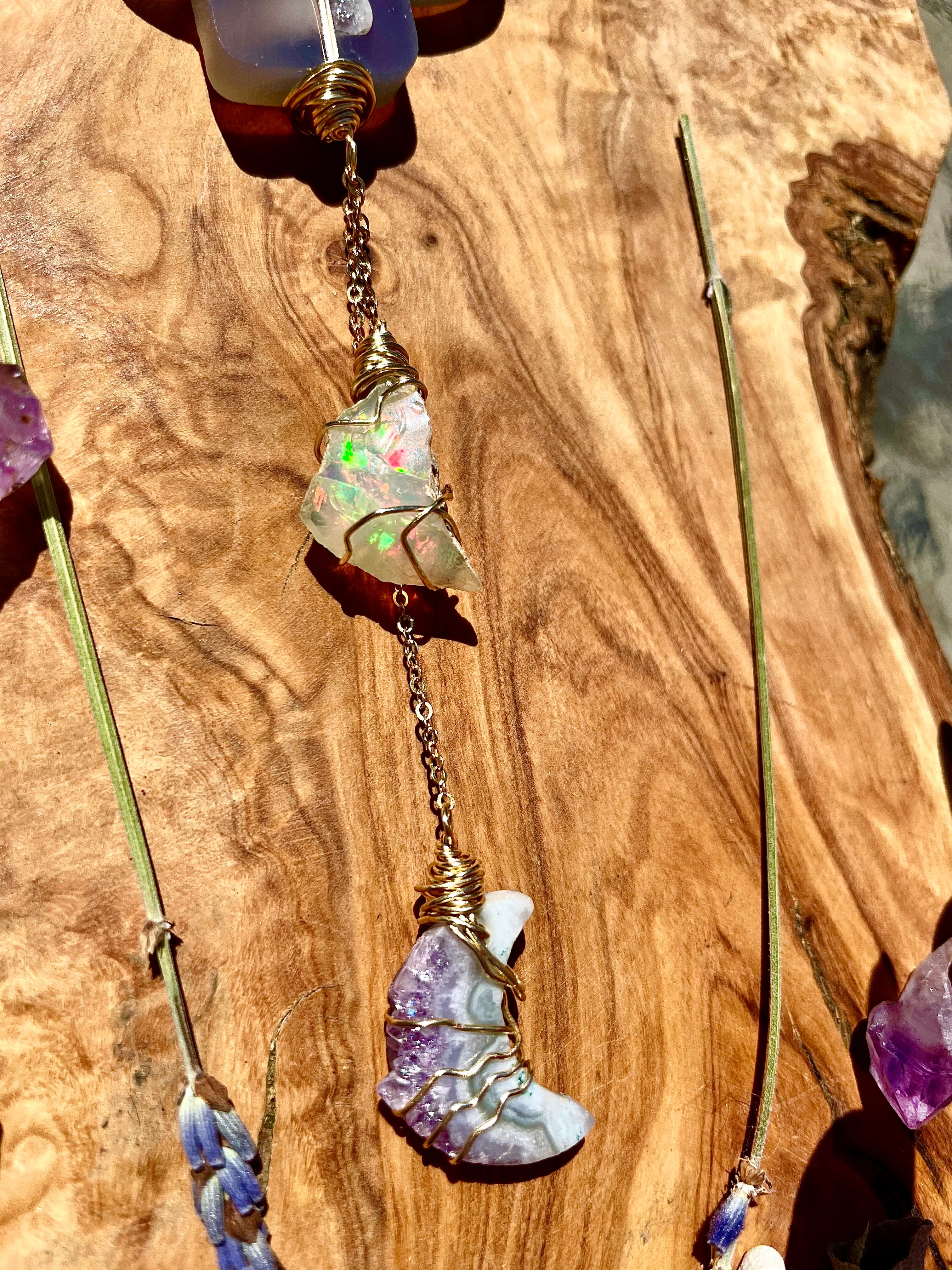 mushroom raw opal protection dangle