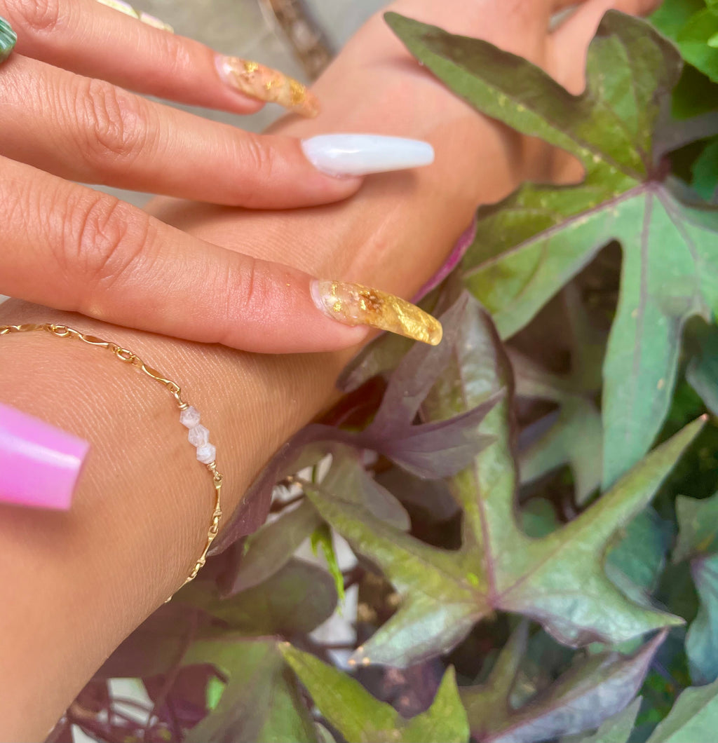 custom crystal textured anklet