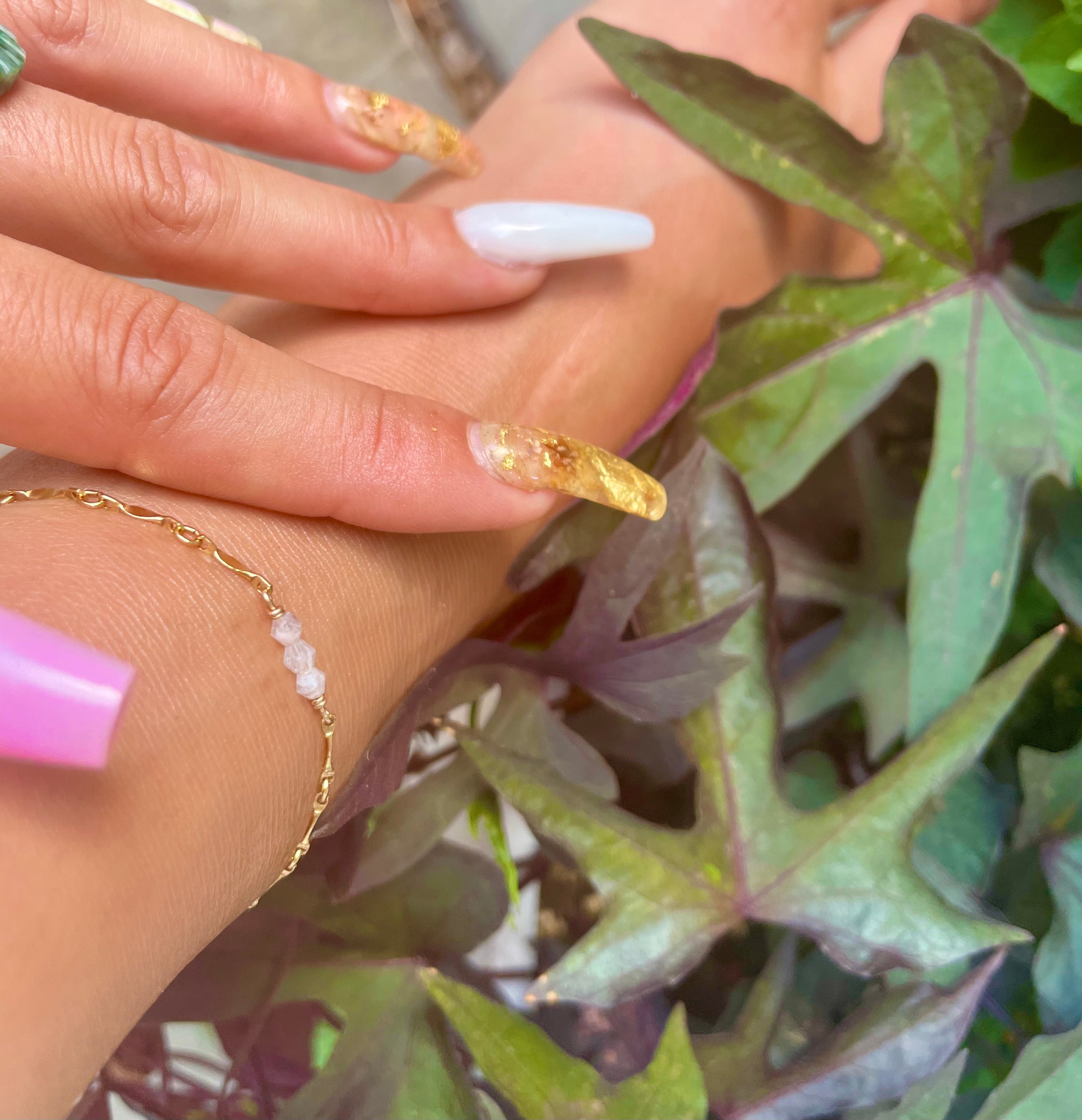 custom crystal textured anklet