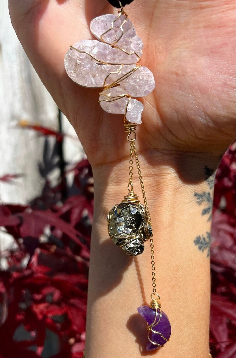 serpent druzy pyrite protection dangle