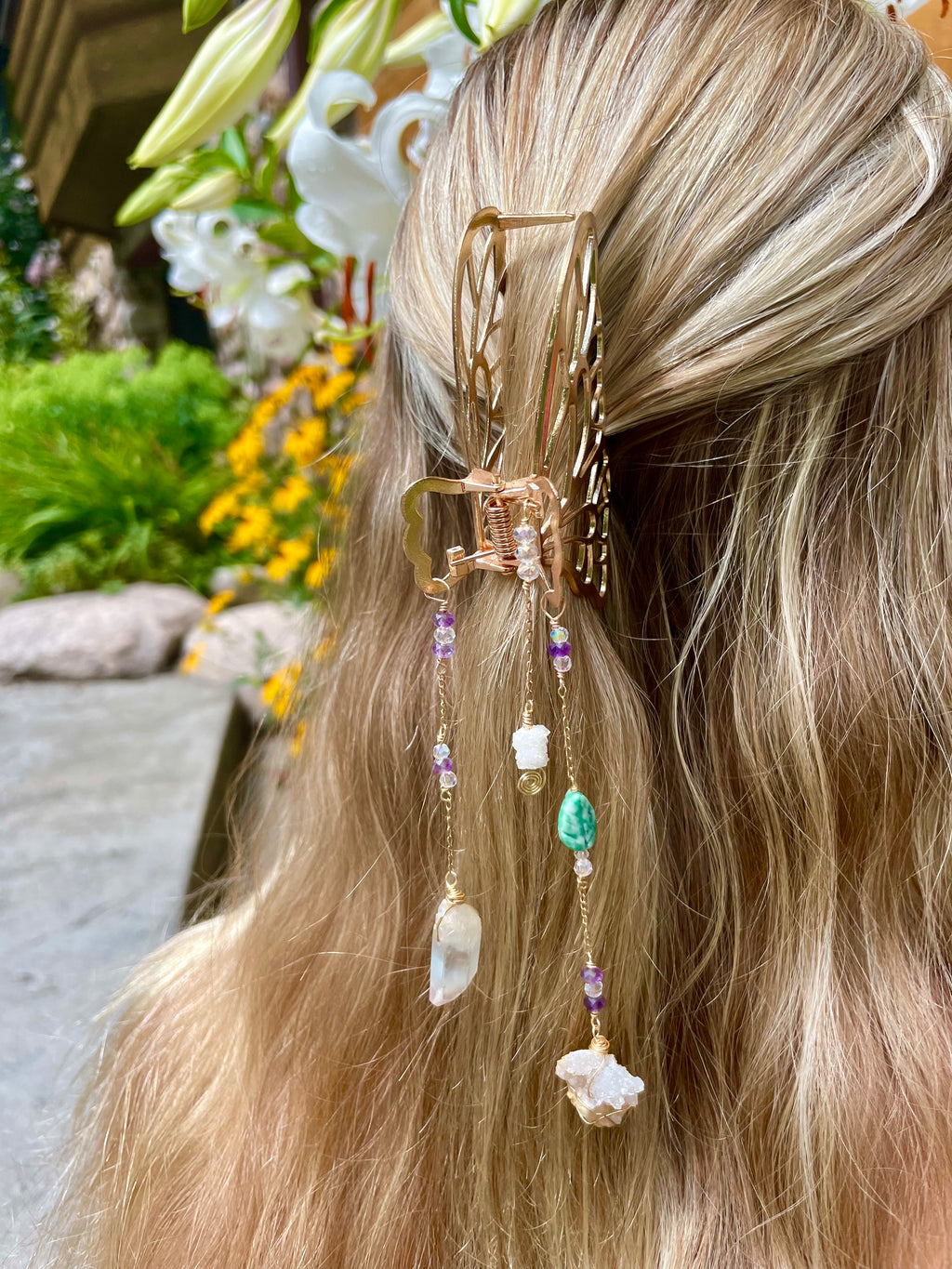 fairie butterfly crystal clip