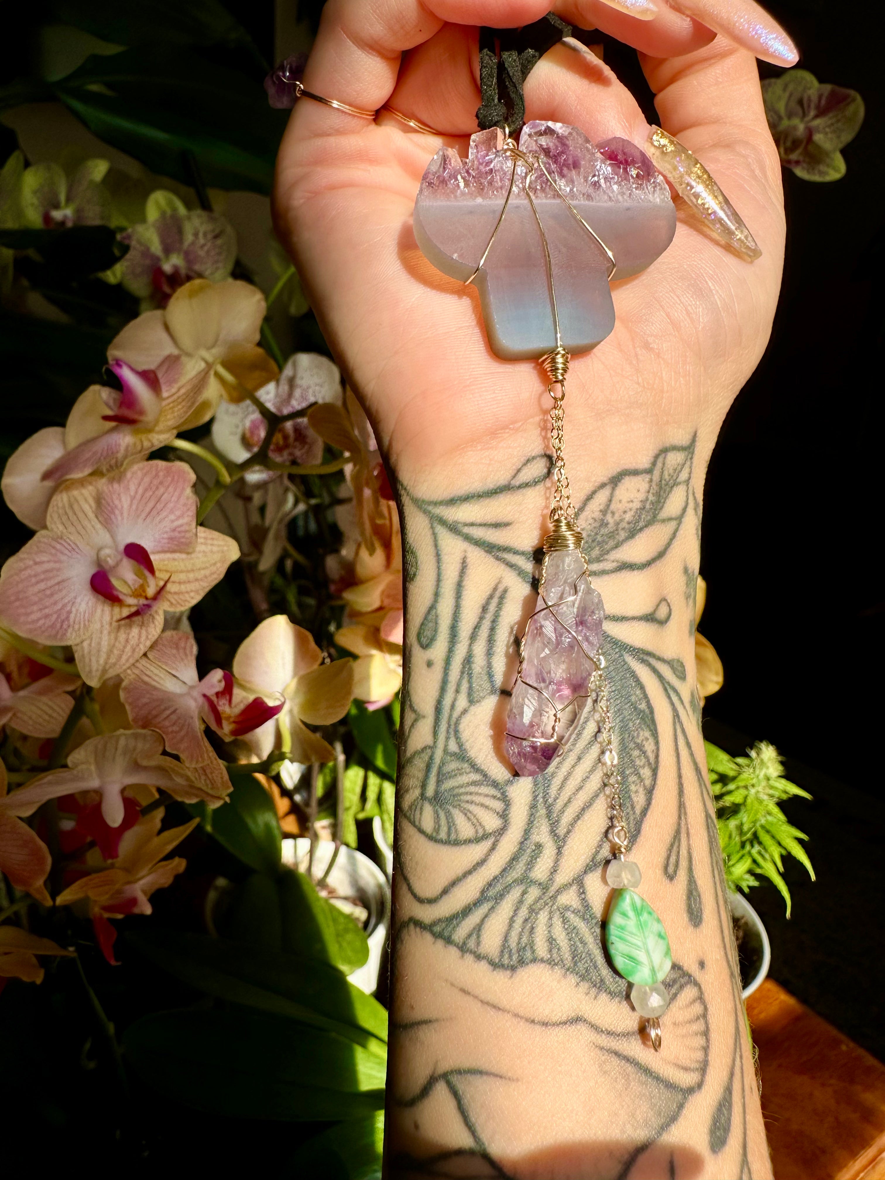 raw amethyst mushroom dangle